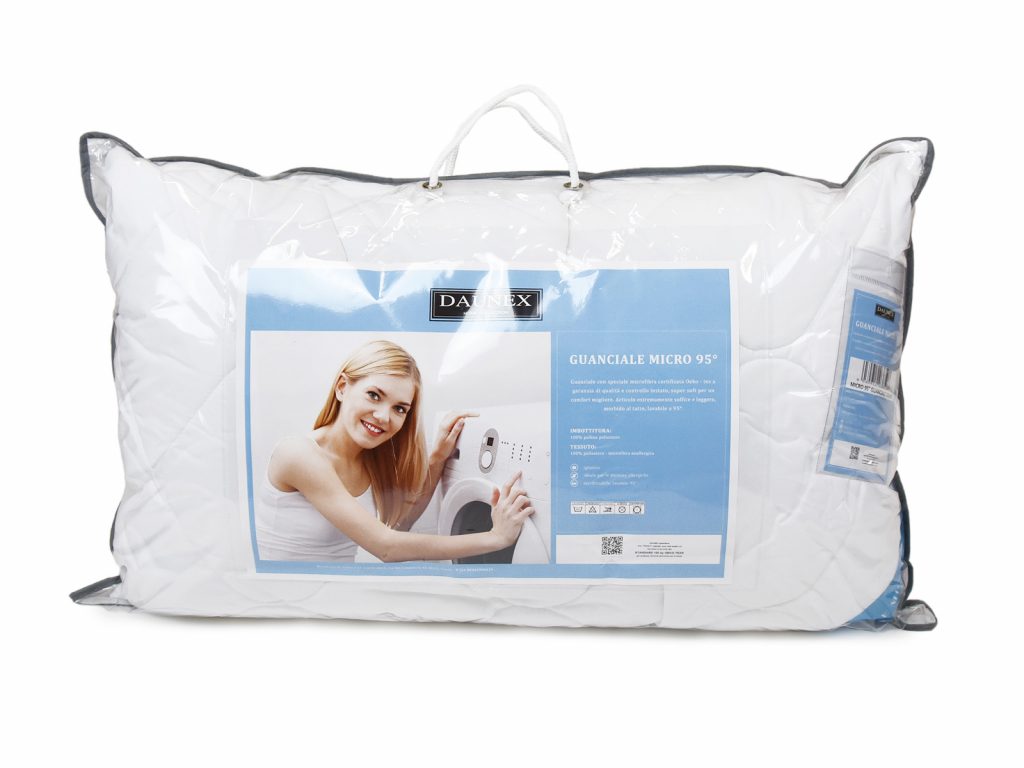 Guanciale Daunex Micro 95° in Microfibra Anallergica Lavabile a 95° Cuscino Letto Morbido e Soffice Imbottitura 100% Poliestere Misura 50x80 cm Colore Bianco