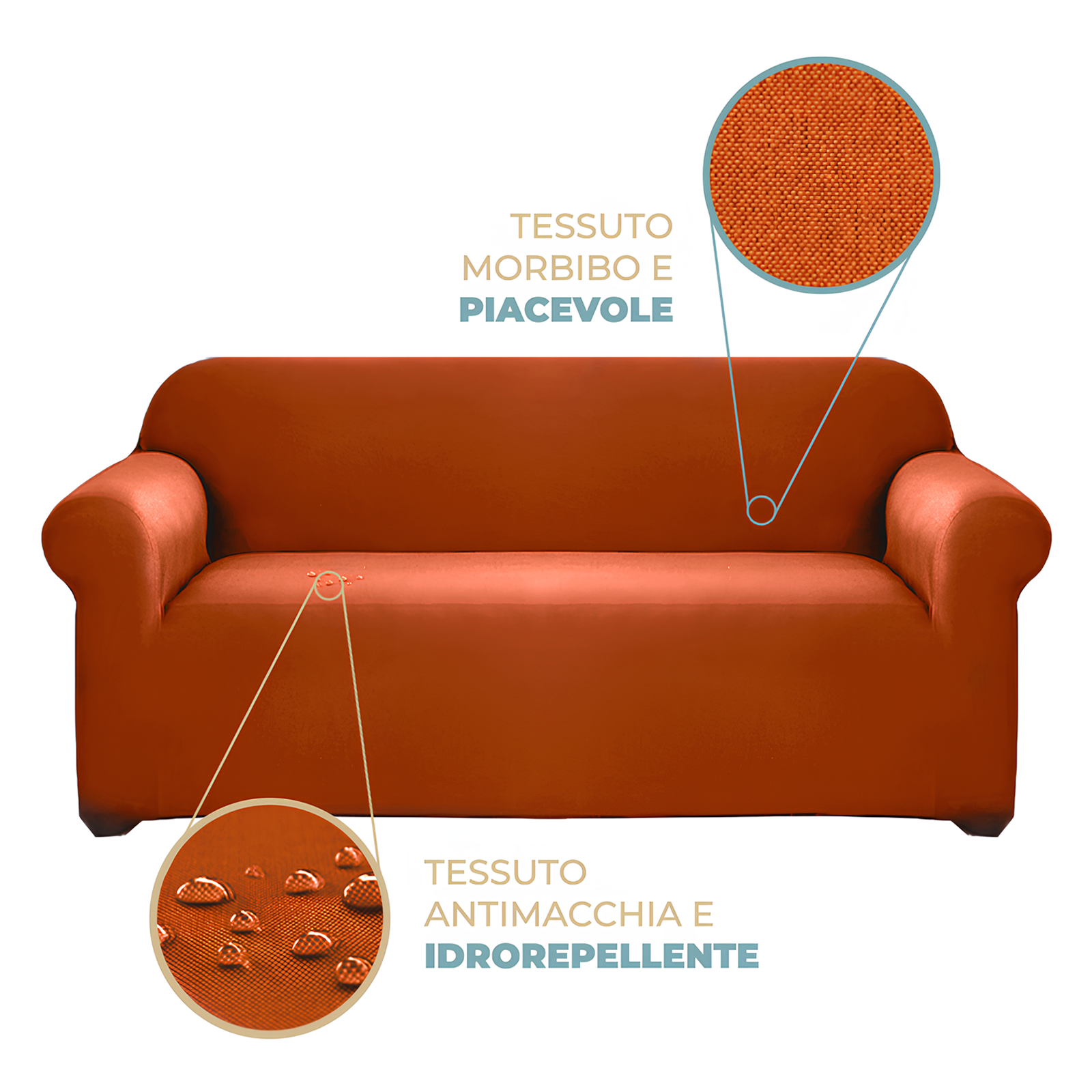 Copridivano 2 Posti Elasticizzato Universale con Braccioli vari colori estendibile fino a 170 cm