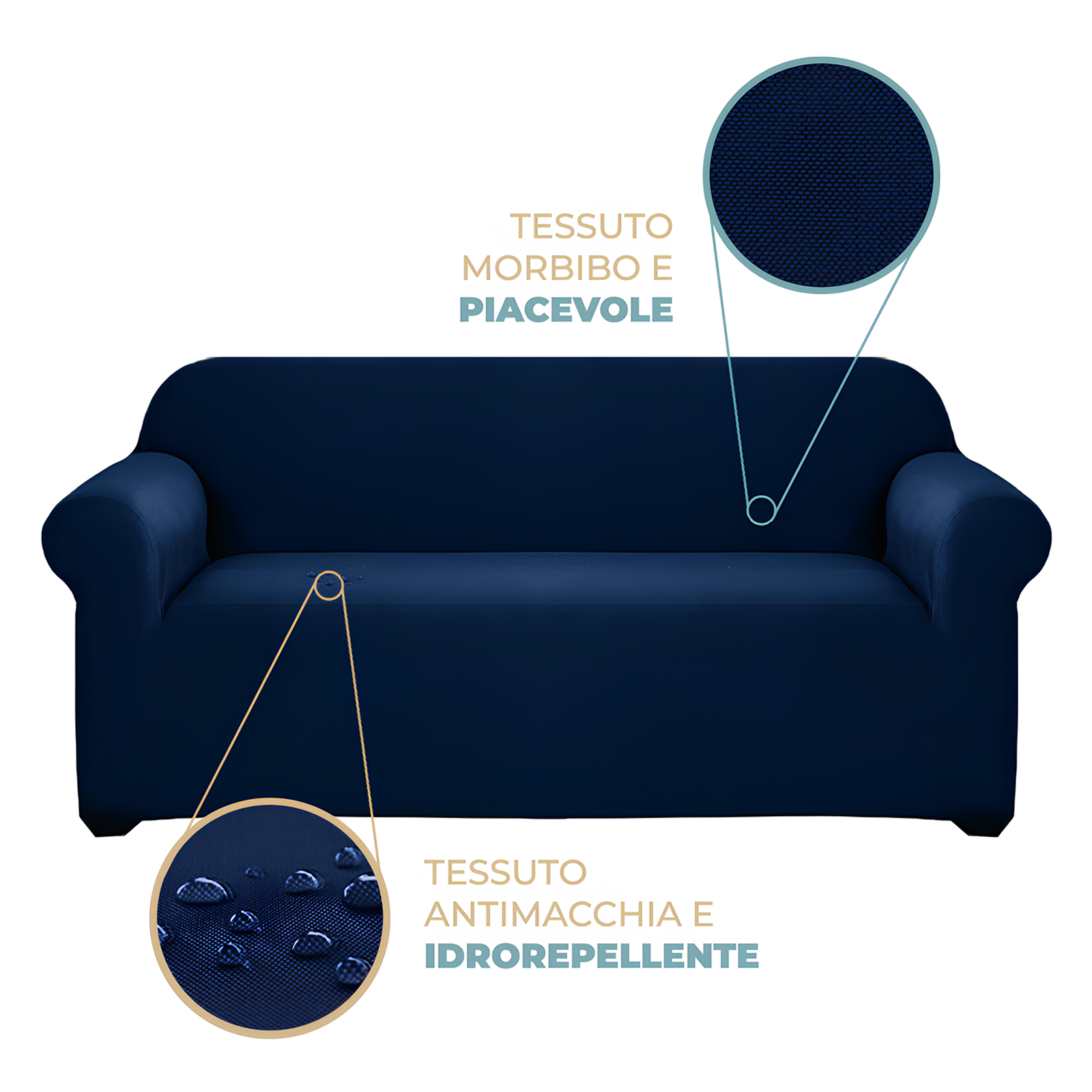 Copridivano 2 Posti Elasticizzato Universale con Braccioli vari colori estendibile fino a 170 cm