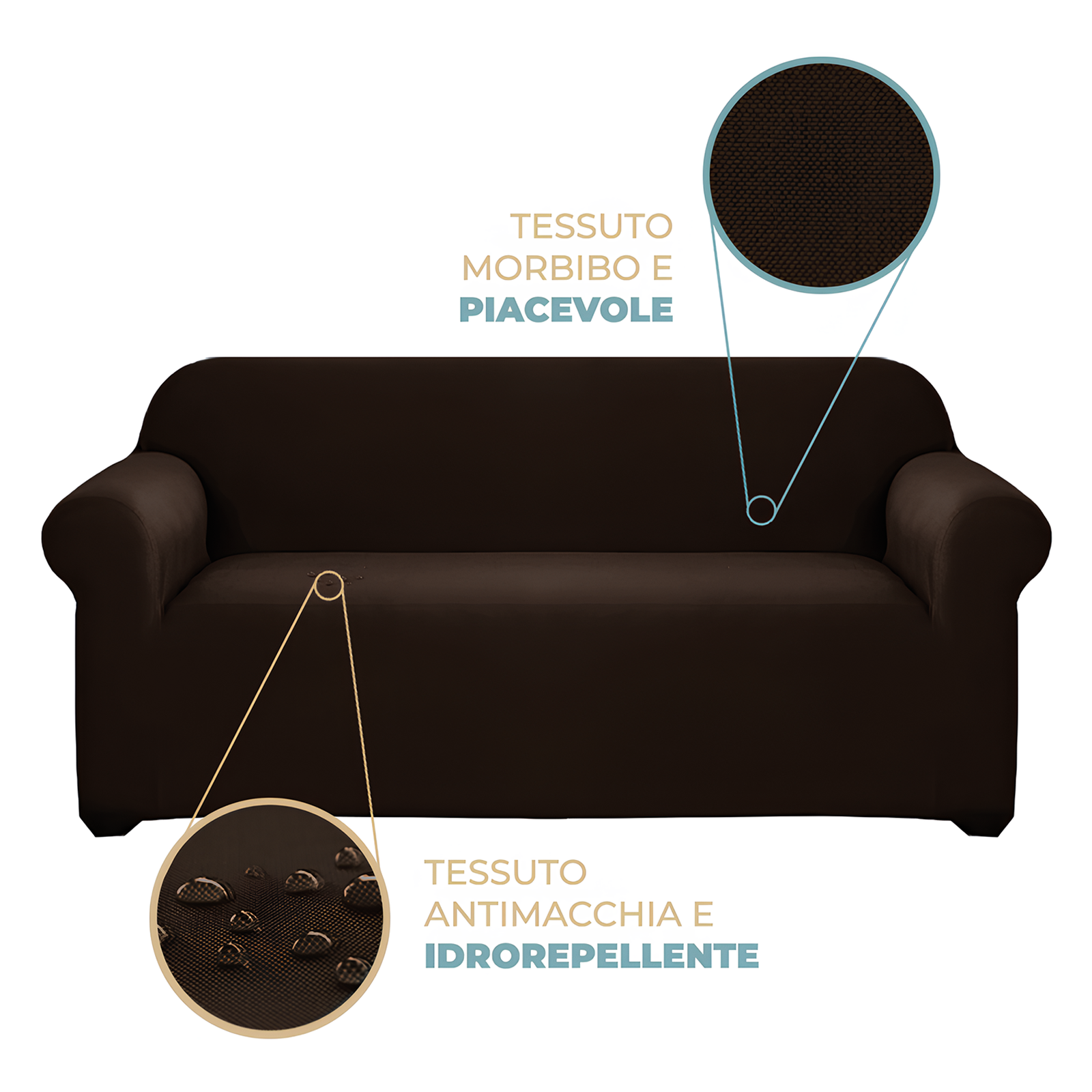 Copridivano 2 Posti Elasticizzato Universale con Braccioli vari colori estendibile fino a 170 cm