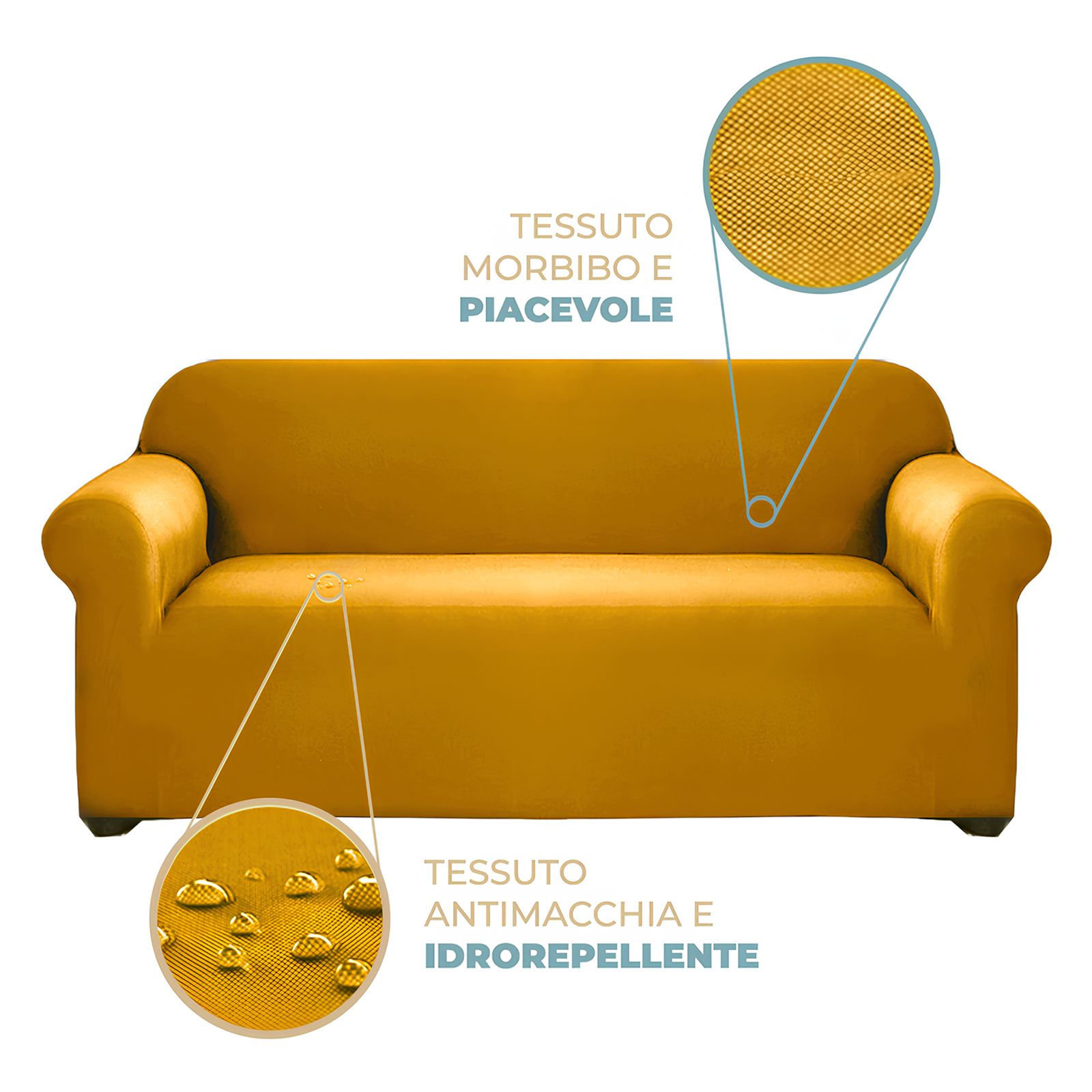 Copridivano 2 Posti Elasticizzato Universale con Braccioli vari colori estendibile fino a 170 cm