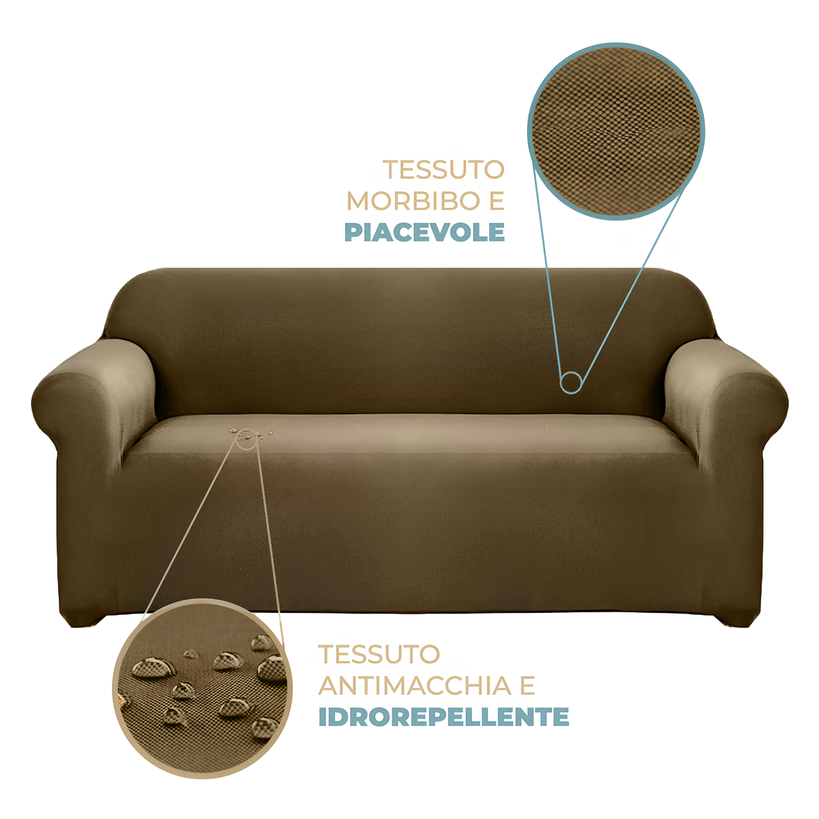 Copridivano 2 Posti Elasticizzato Universale con Braccioli vari colori estendibile fino a 170 cm