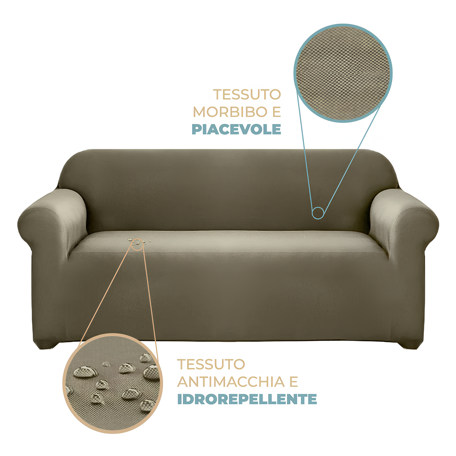 Copridivano 2 Posti Elasticizzato Universale con Braccioli vari colori estendibile fino a 170 cm