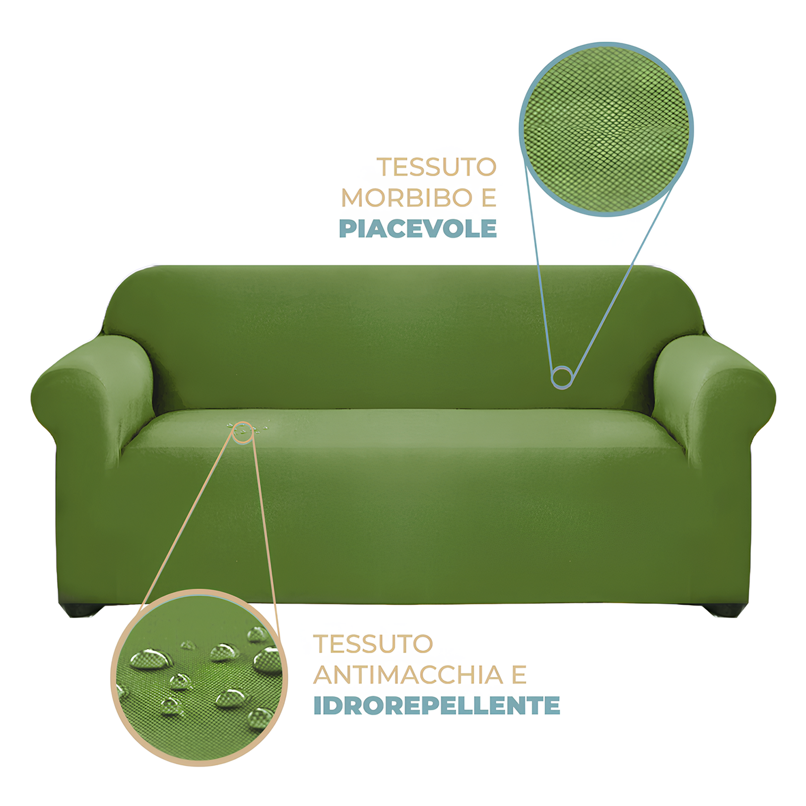 Copridivano 2 Posti Elasticizzato Universale con Braccioli vari colori estendibile fino a 170 cm