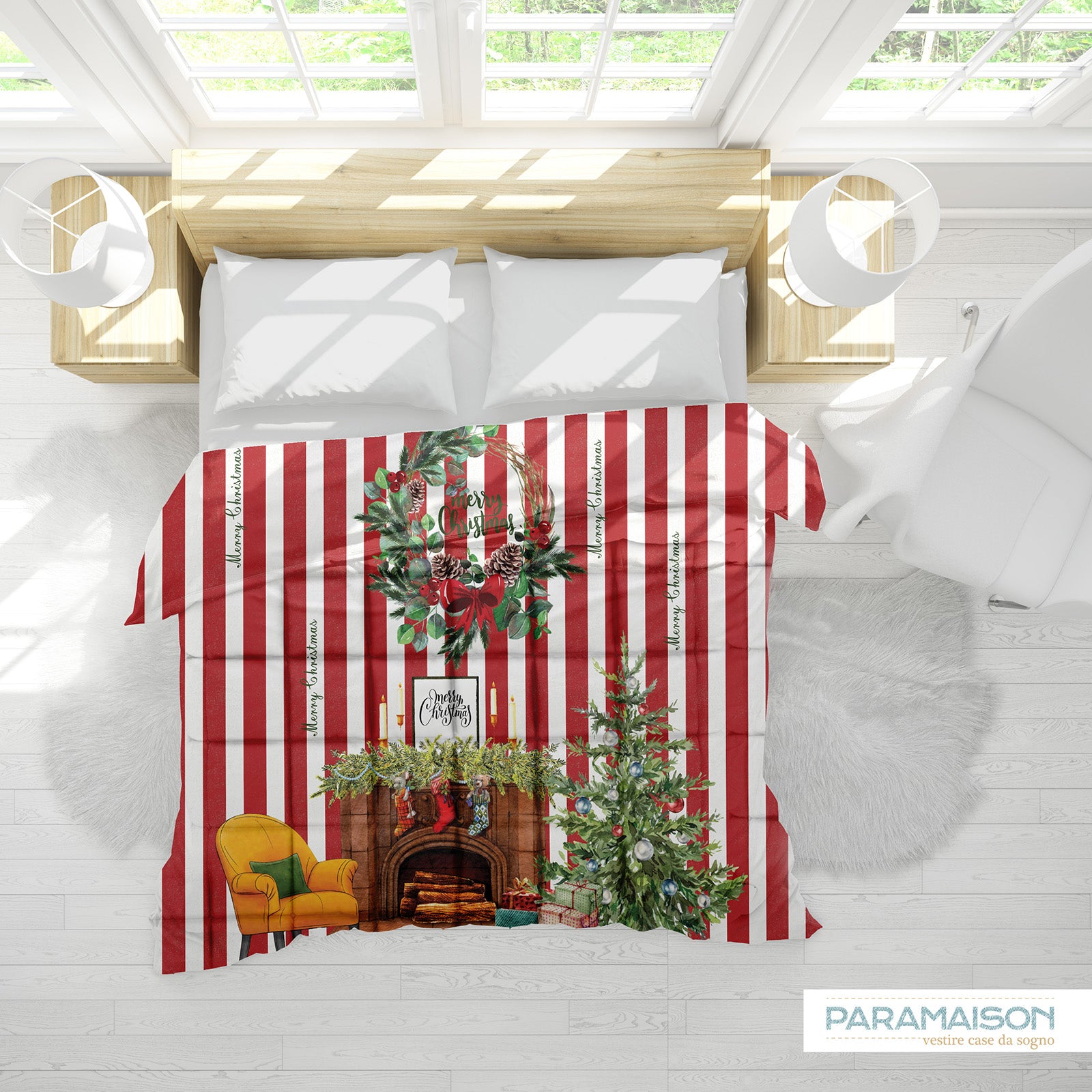 Trapunta Stripe Natalizia Christmas Invernale Stampa Digitale matrimoniale e singola