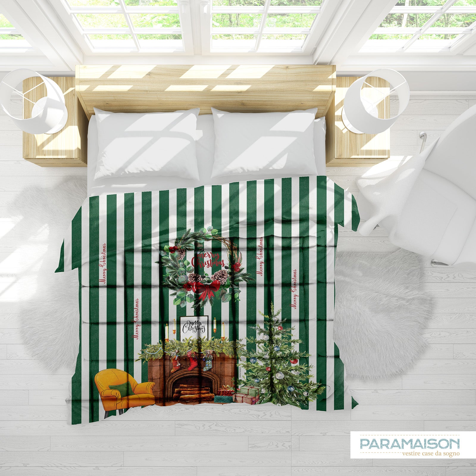 Trapunta Stripe Natalizia Christmas Invernale Stampa Digitale matrimoniale e singola