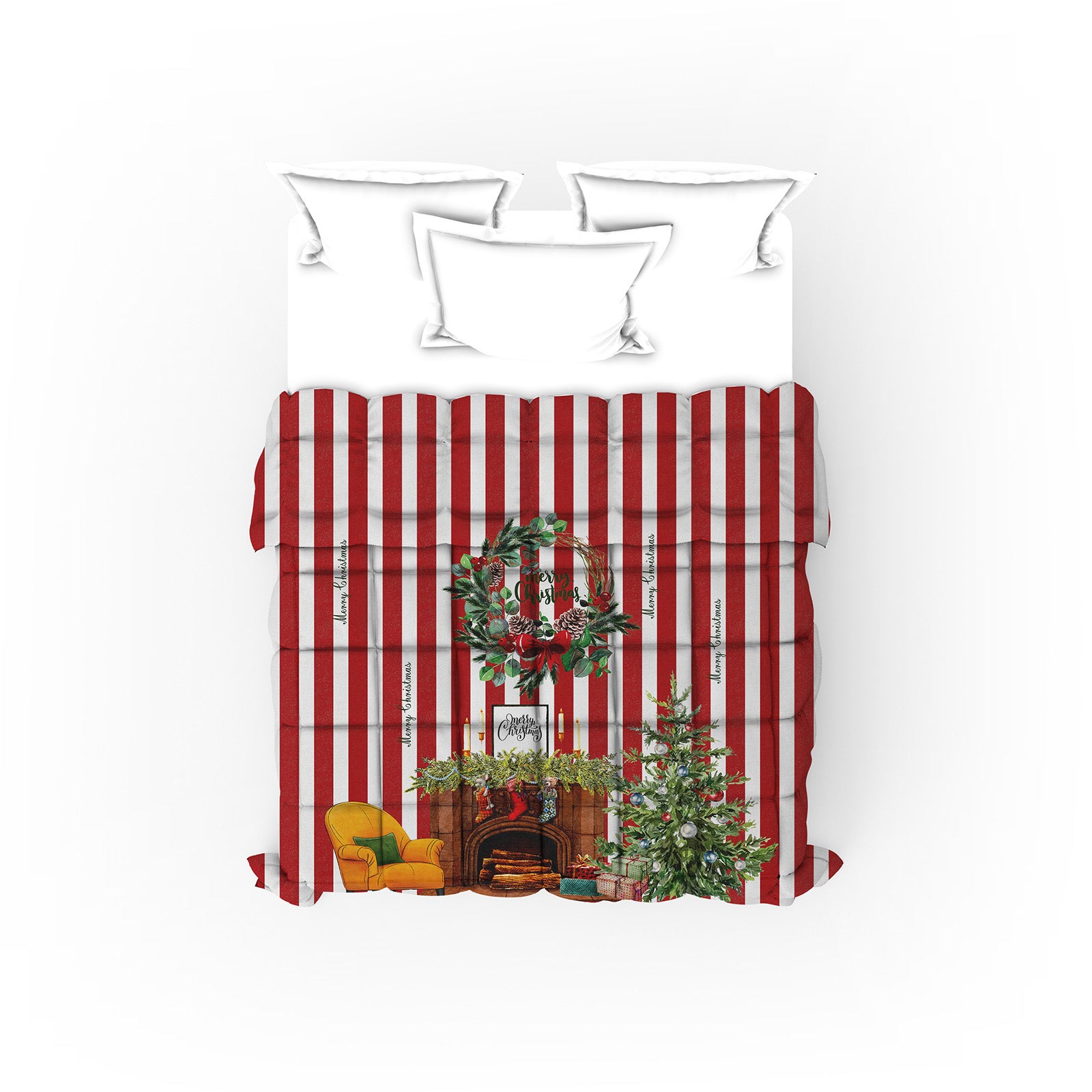 Trapunta Stripe Natalizia Christmas Invernale Stampa Digitale matrimoniale e singola