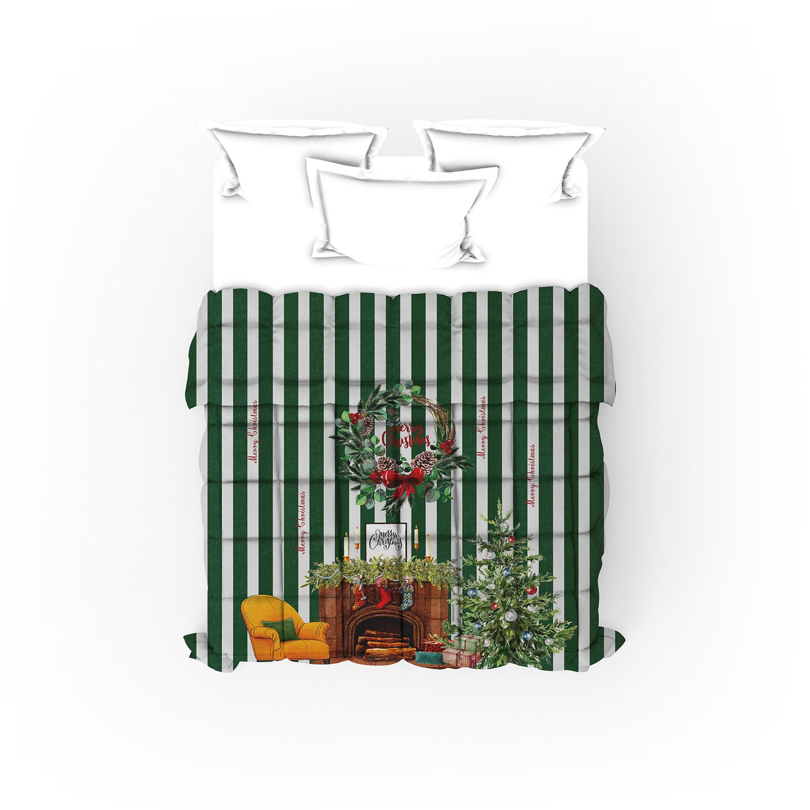 Trapunta Stripe Natalizia Christmas Invernale Stampa Digitale matrimoniale e singola