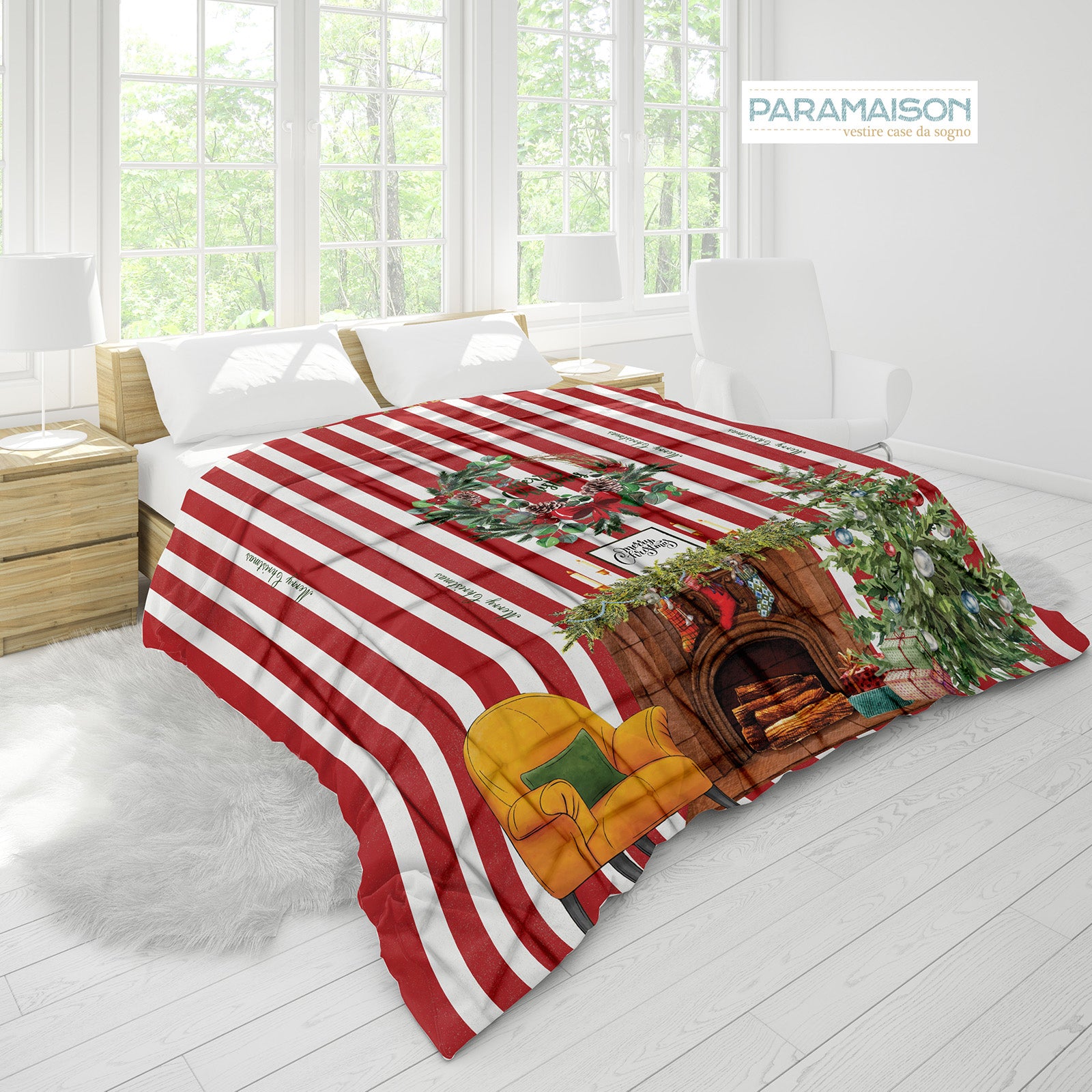 Trapunta Stripe Natalizia Christmas Invernale Stampa Digitale matrimoniale e singola