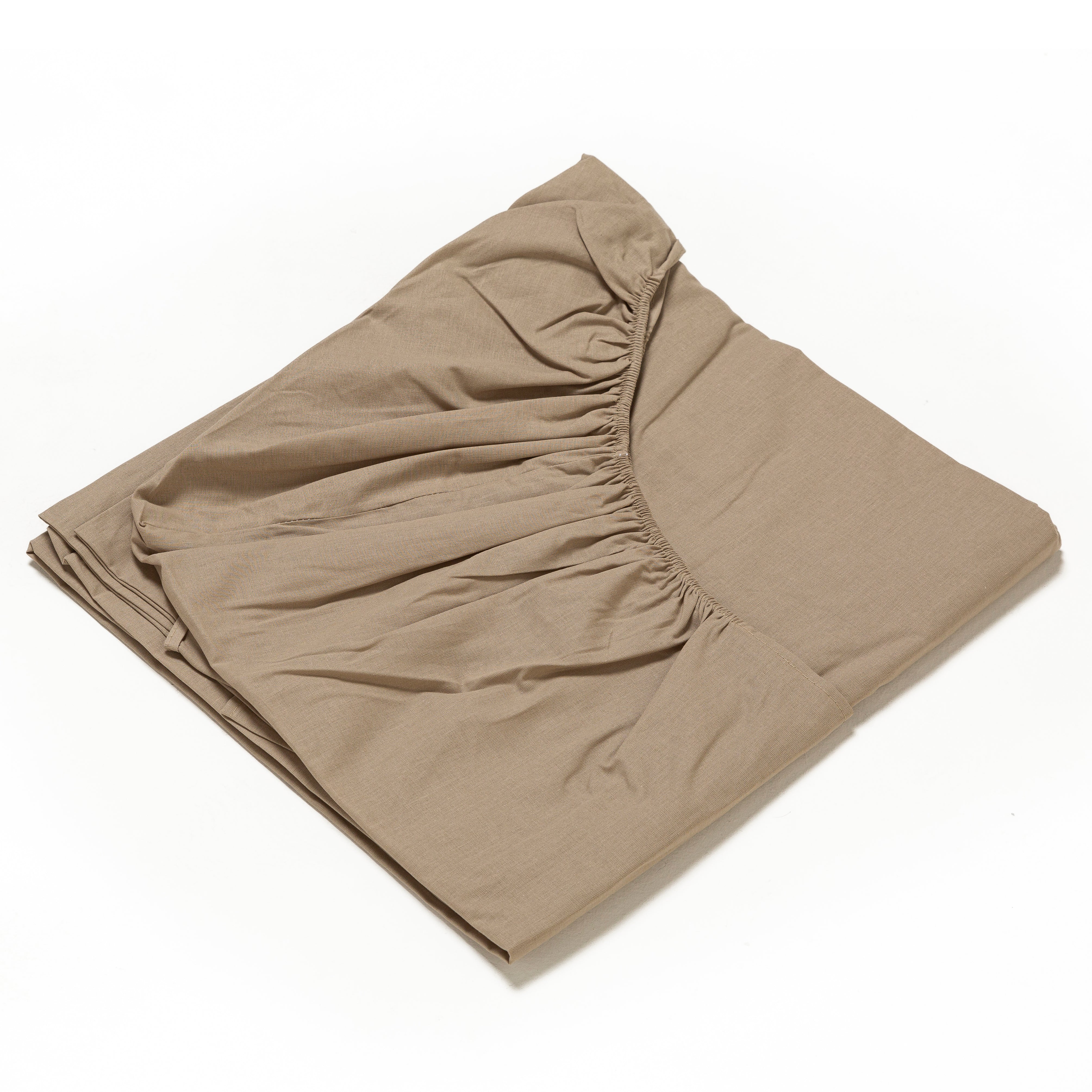 Lenzuolo Sotto con Angoli Cromo Puro Cotone per Letto Matrimoniale 2 Piazze 180x200+25 cm