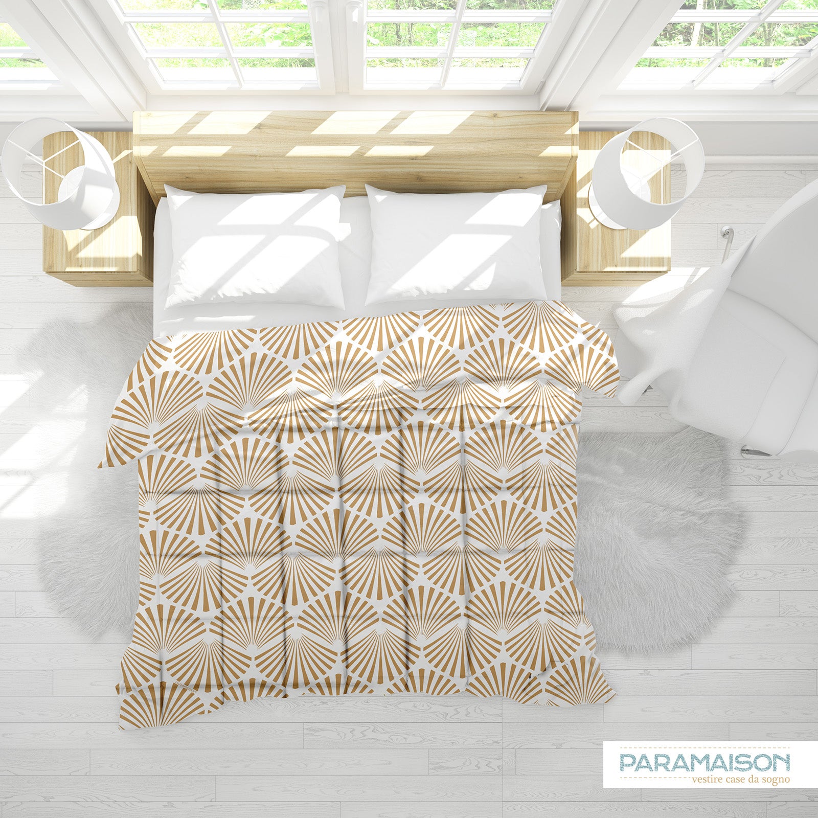 Trapunta Stampa Digitale Matrimoniale 260x270 piumone king size fantasia Conchiglia