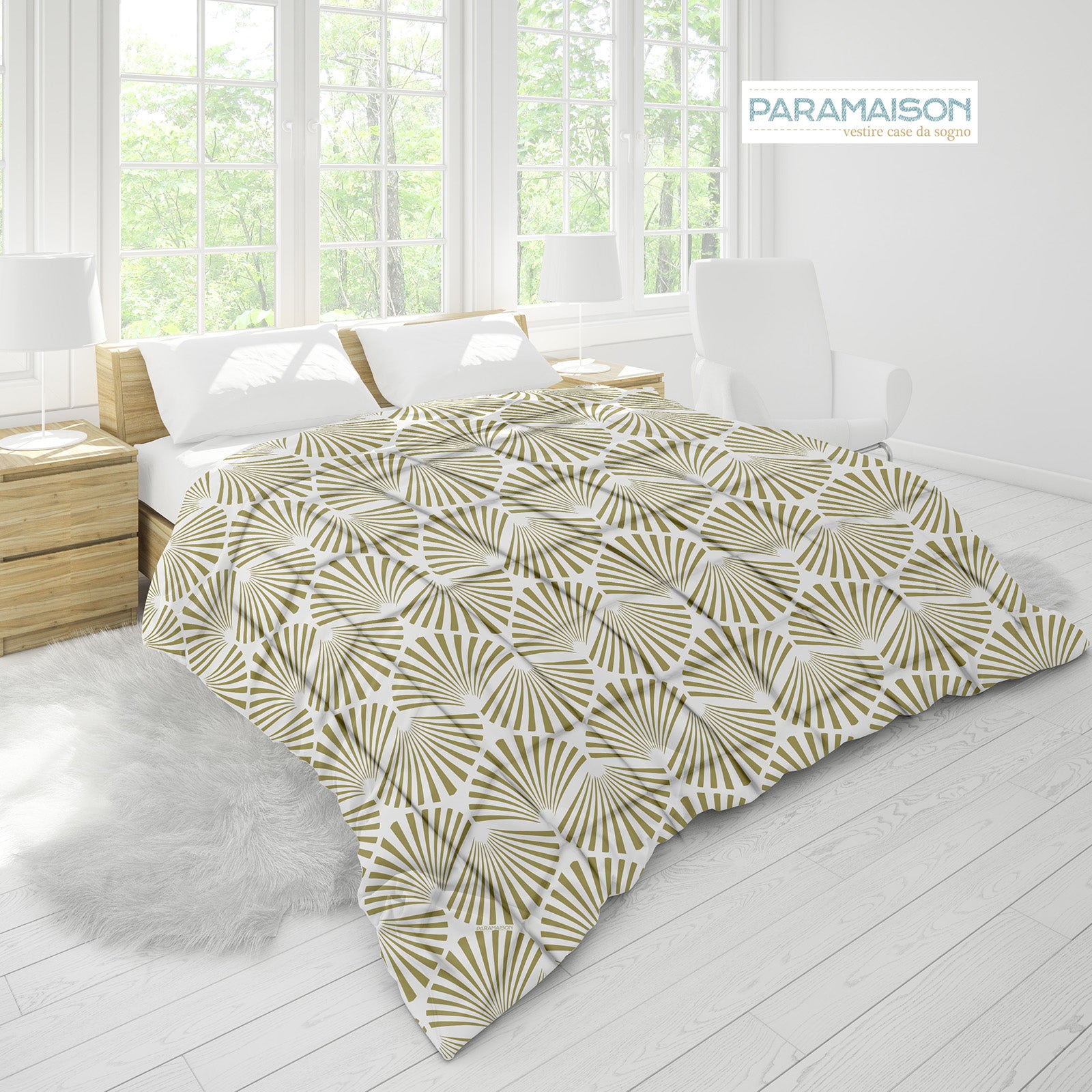 Trapunta Stampa Digitale Matrimoniale 260x270 piumone king size fantasia Conchiglia