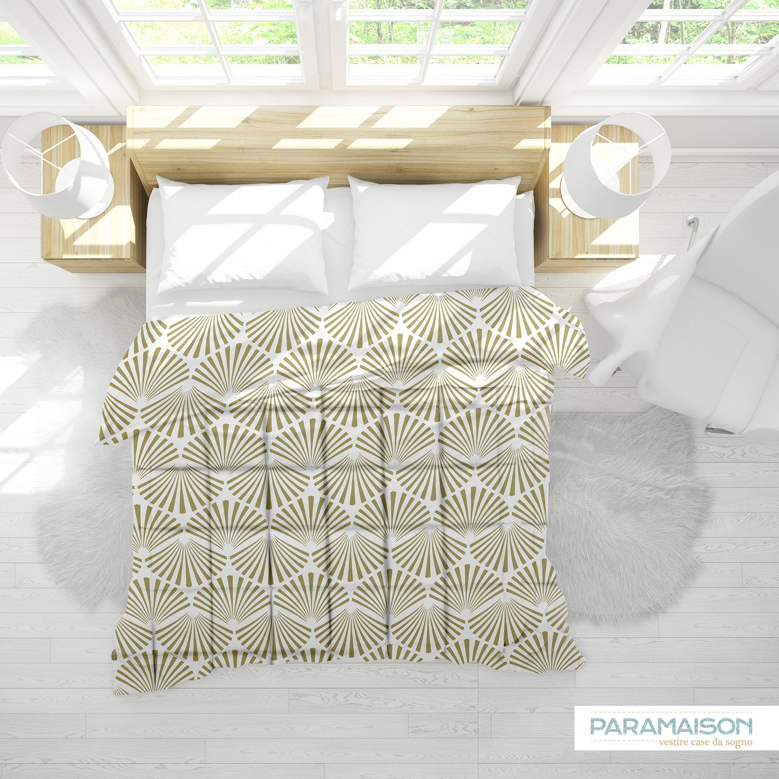 Trapunta Stampa Digitale Matrimoniale 260x270 piumone king size fantasia Conchiglia