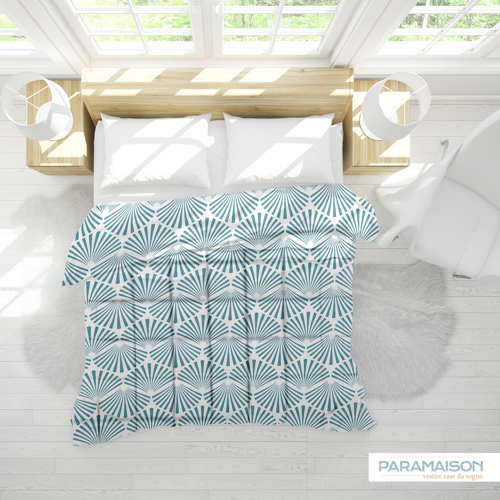 Trapunta Stampa Digitale Matrimoniale 260x270 piumone king size fantasia Conchiglia