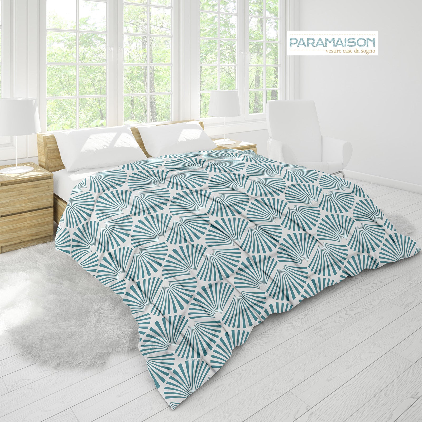 Trapunta Stampa Digitale Matrimoniale 260x270 piumone king size fantasia Conchiglia