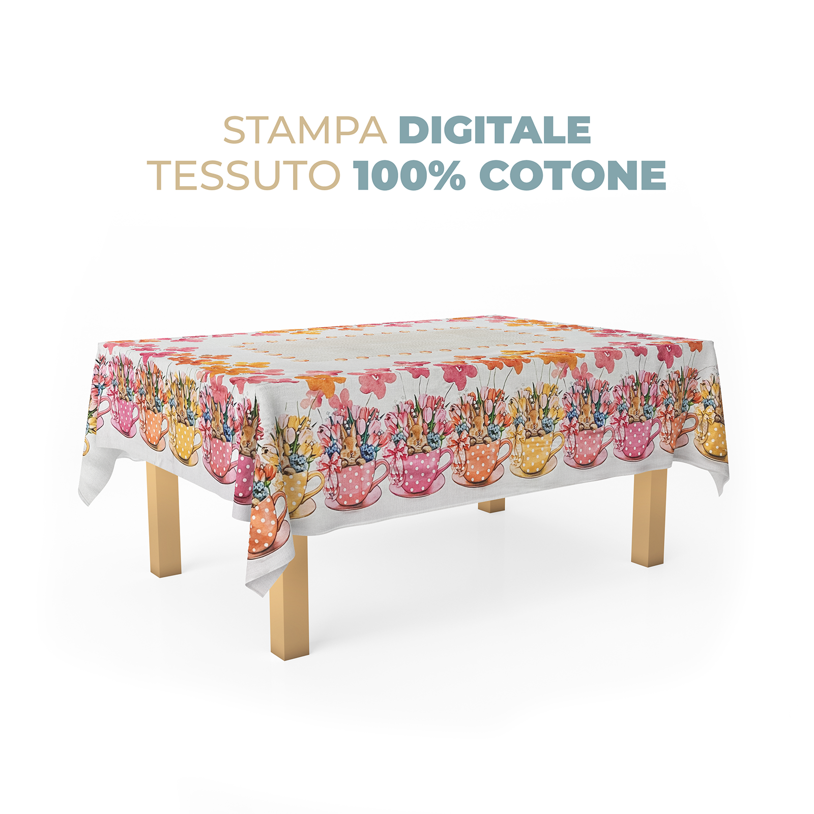 Tovaglia Pasqua varie dimensioni puro cotone stampato Easter artigianale