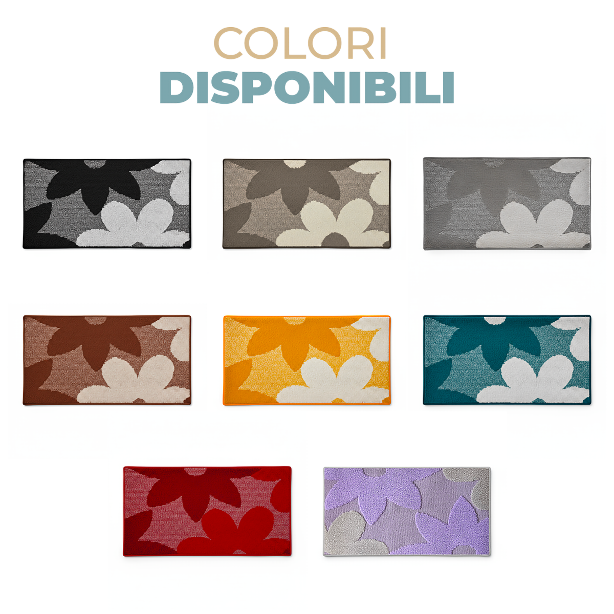 Tappeto passatoia da Cucina 3D con Fiore Tridimensionale – Morbido, Bordato, Moderno e Antiscivolo Varie misure