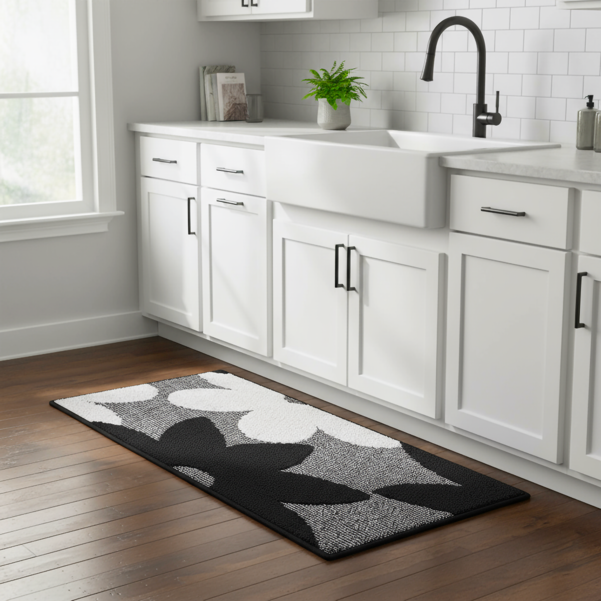 Tappeto passatoia da Cucina 3D con Fiore Tridimensionale – Morbido, Bordato, Moderno e Antiscivolo Varie misure