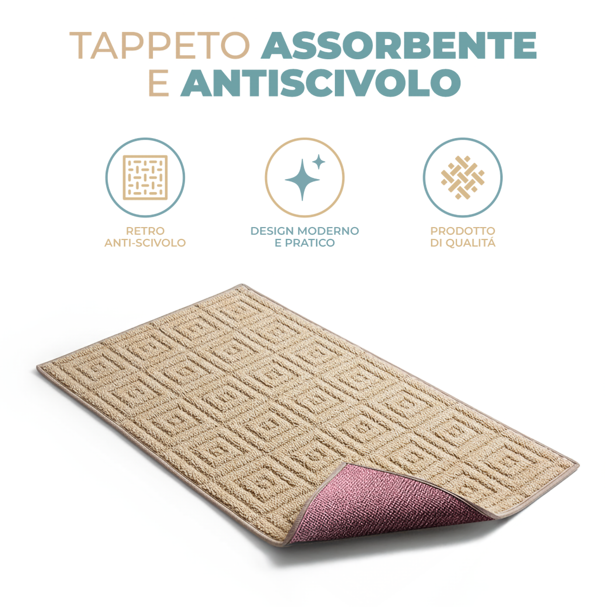 Tappeto Passatoia da Cucina 3D Quadro – Morbido, Bordato, Moderno e Antiscivolo • Disponibile in Varie Misure