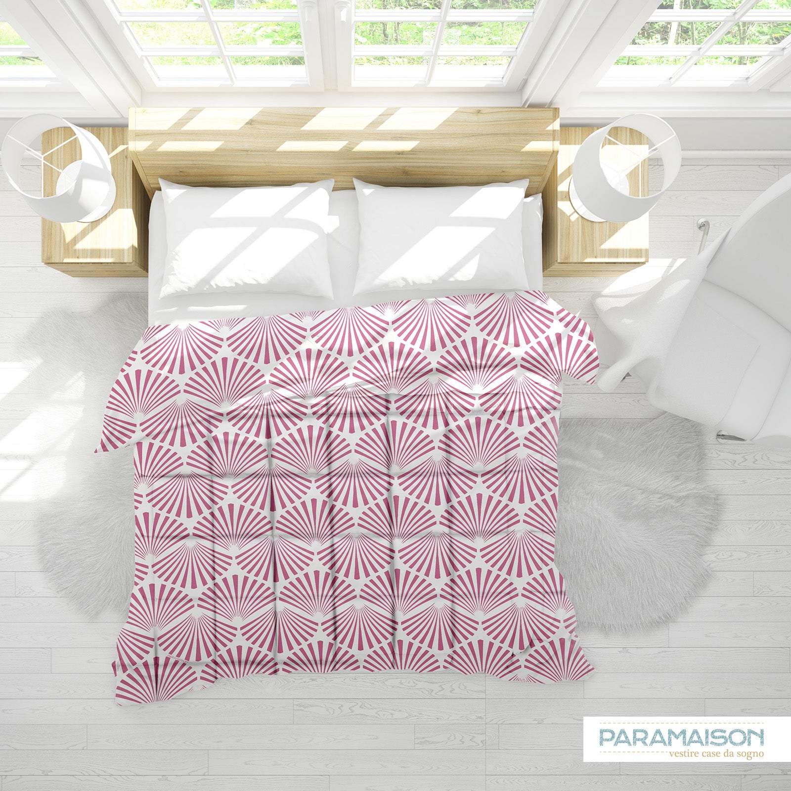 Trapunta Stampa Digitale Matrimoniale 260x270 piumone king size fantasia Conchiglia