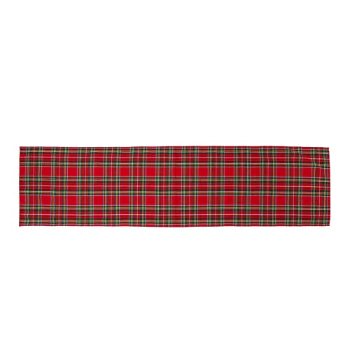 Runner Scozzese 40x140 rettangolare in cotone e poliestere Bianco e Rosso