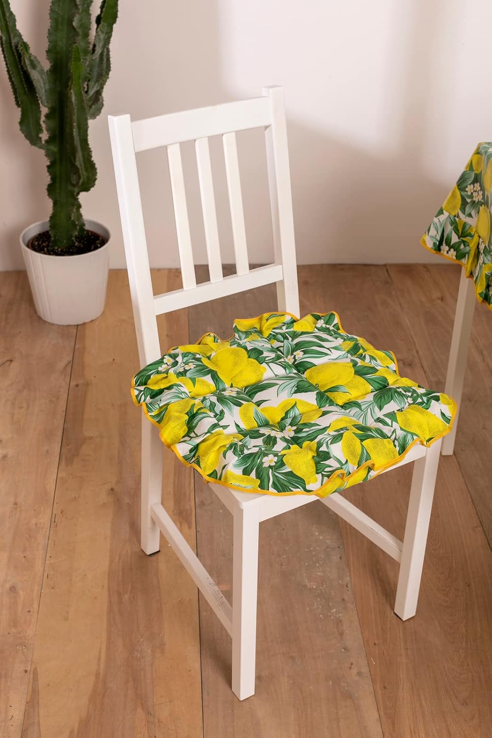 Set 2 Cuscini Coprisedia Shabby Chic Country con Limoni – 40x40 cm, Trapuntati, Imbottiti, con Fissaggio a 4 Alette