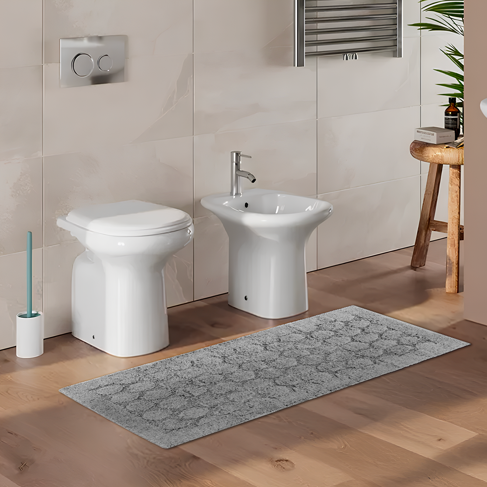 Tappeto Bagno 70x140 Soft Design Cerchi Morbido in Spugna di Cotone Assorbente