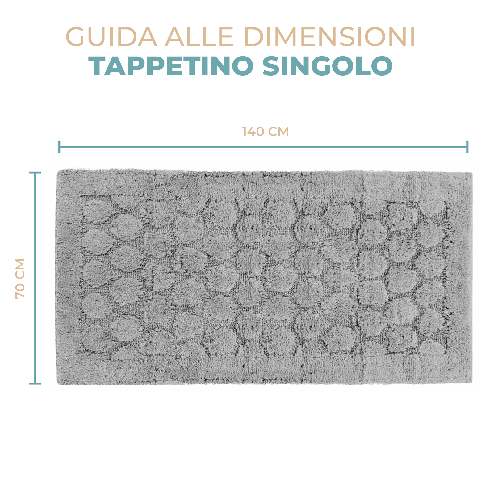 Tappeto Bagno 70x140 Soft Design Cerchi Morbido in Spugna di Cotone Assorbente