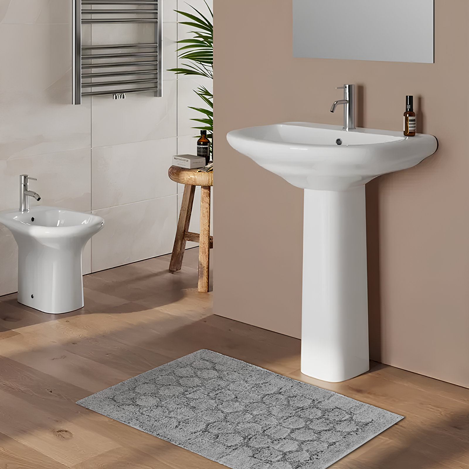 Tappeto Bagno 55x85 cm Soft Coordinati Design Cerchi Morbido spugna di Cotone Assorbente