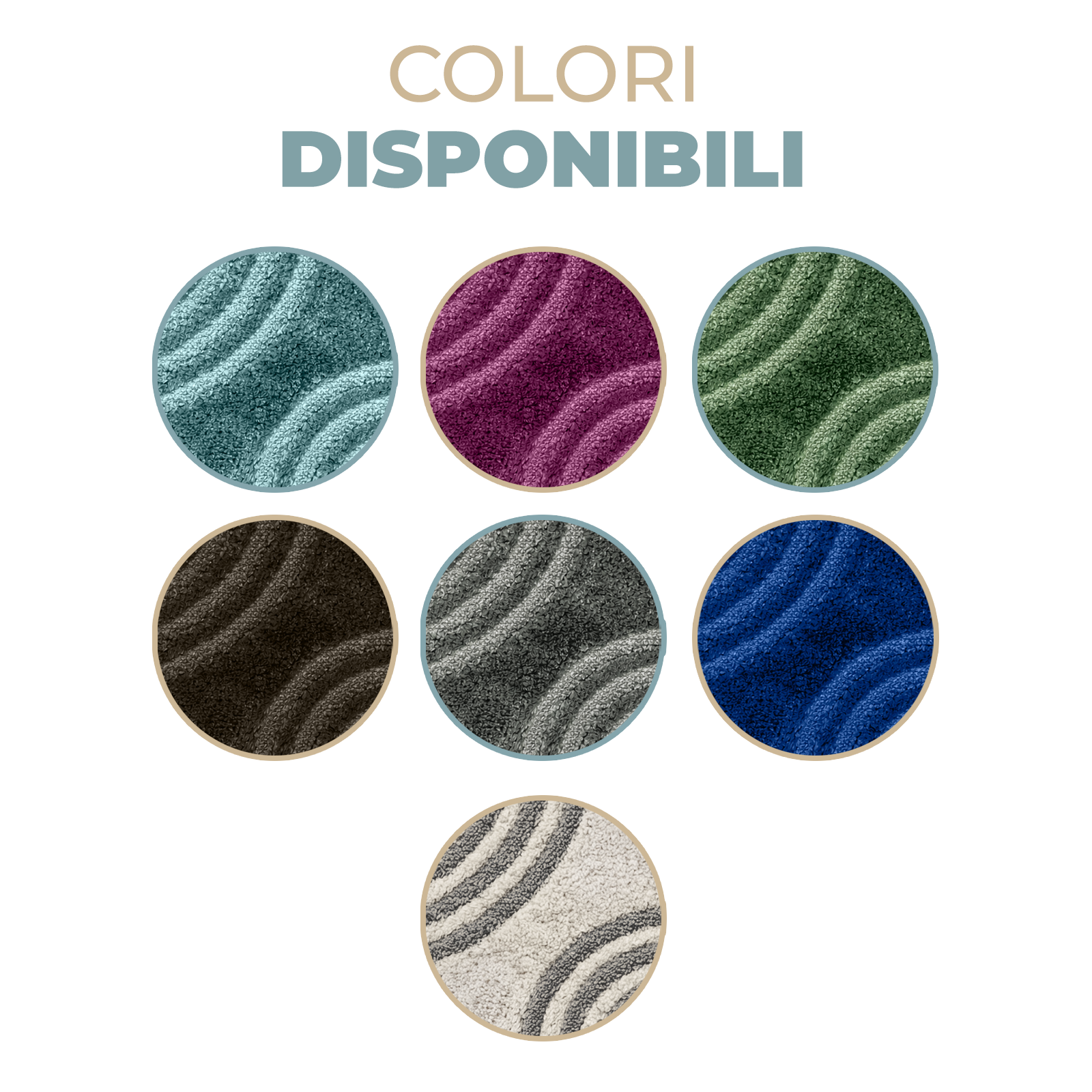 Set Tappeti Bagno 3 Pezzi Antiscivolo Morbidi in Polipropilene Made in Italy 2 Tappeti 37,5x45 cm + 1 Tappeto 45x75 cm