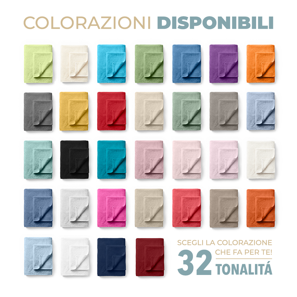 Set Asciugamani Bagno Marte Viso e Bidet 100% Cotone Spugna 420 g/m² Morbidi Assorbenti Vari Colori