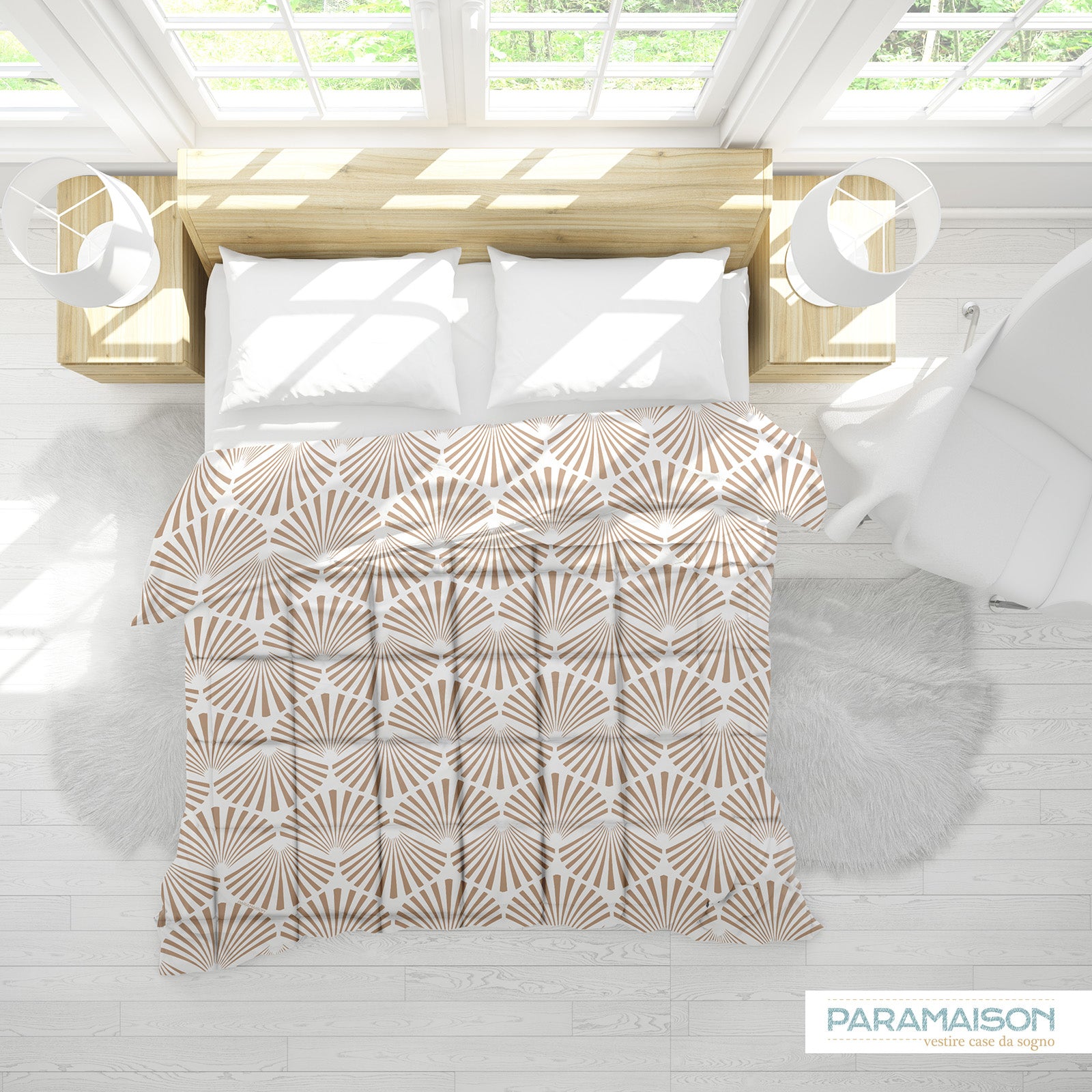 Trapunta Stampa Digitale Matrimoniale 260x270 piumone king size fantasia Conchiglia