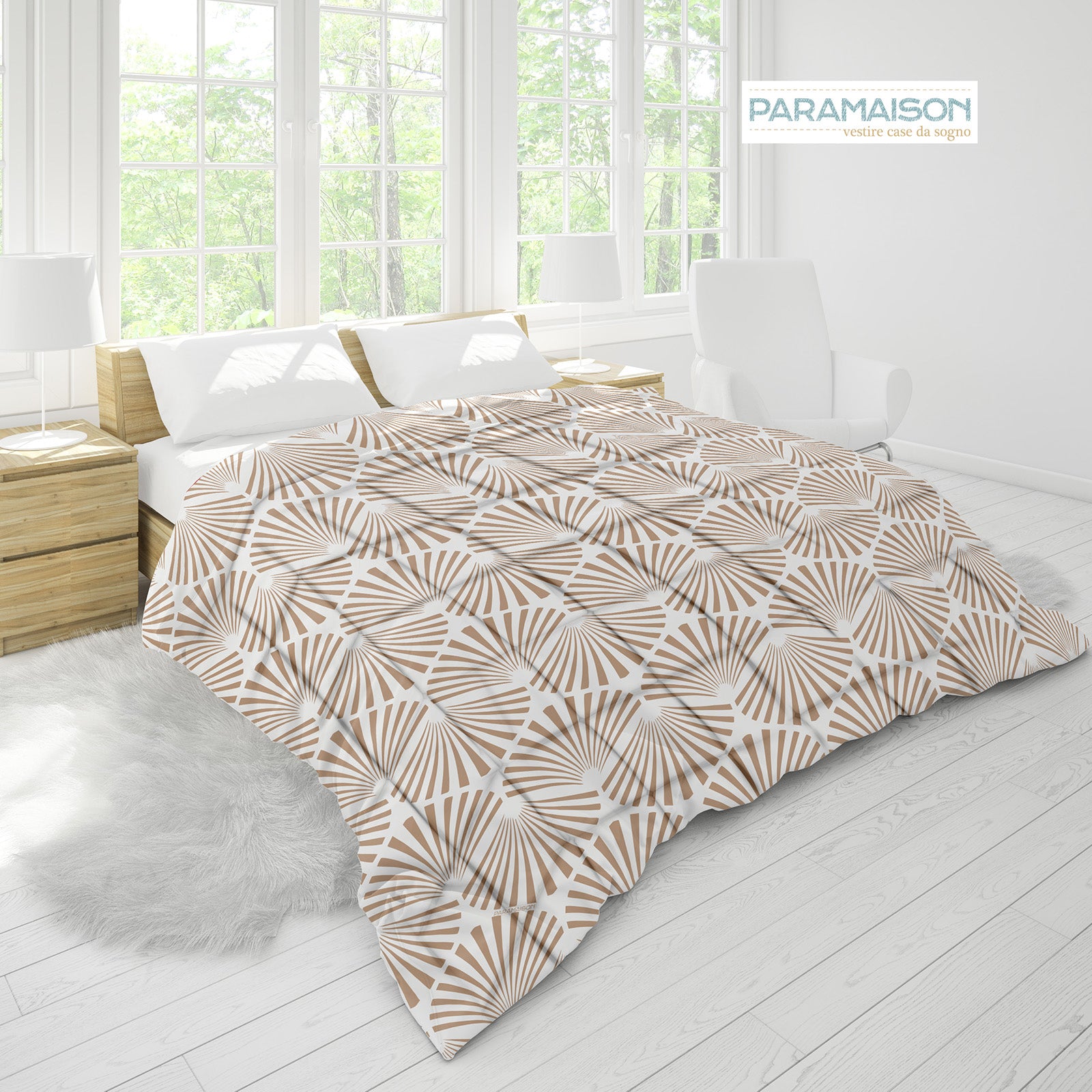 Trapunta Stampa Digitale Matrimoniale 260x270 piumone king size fantasia Conchiglia