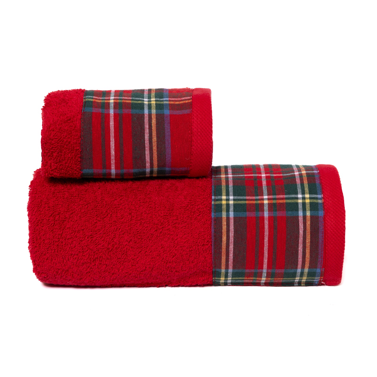 Set asciugamani 1+1 natalizio Tartan scozzese in spugna di cotone