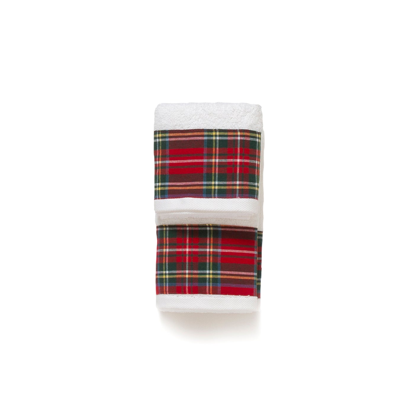Set asciugamani 1+1 natalizio Tartan scozzese in spugna di cotone