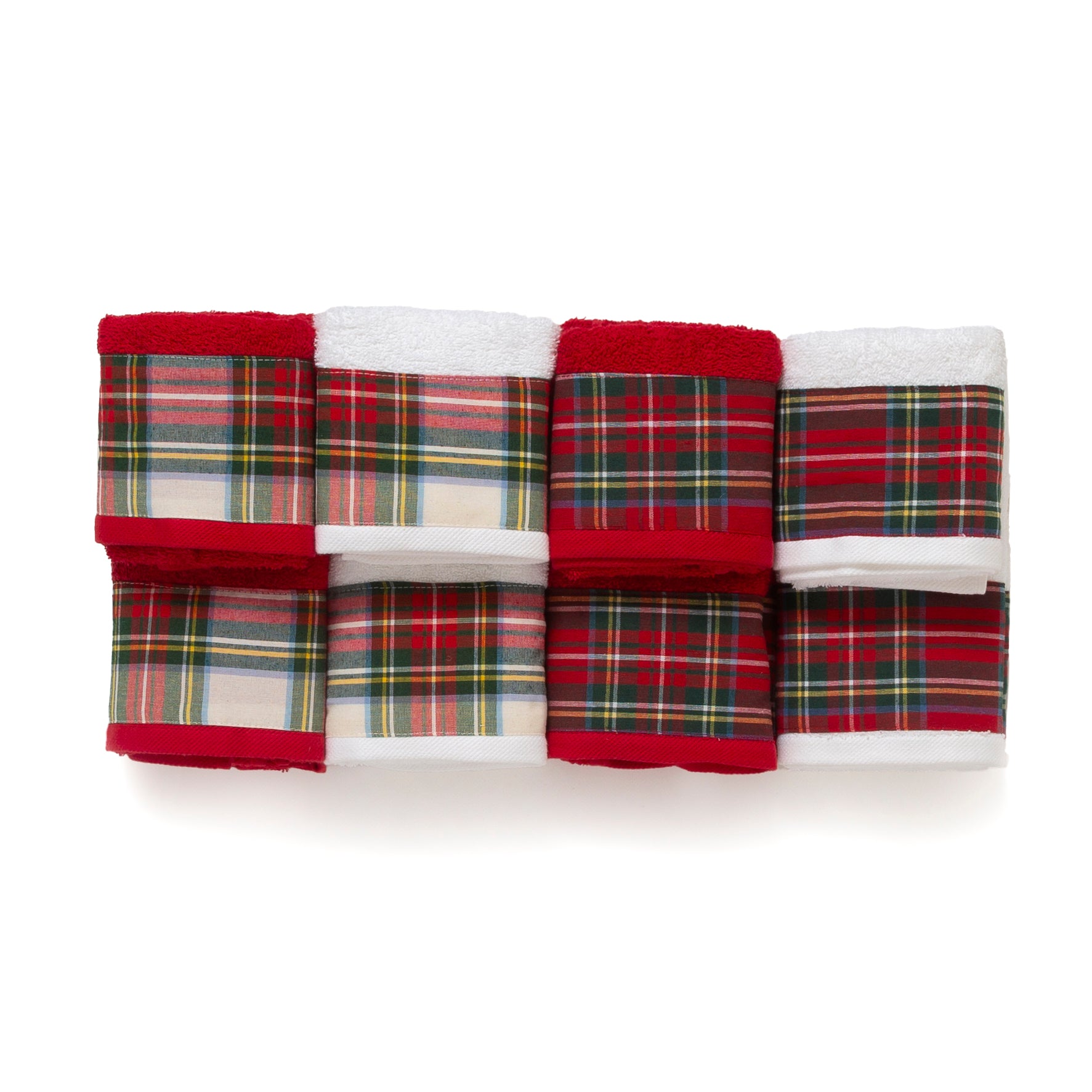 Set asciugamani 1+1 natalizio Tartan scozzese in spugna di cotone