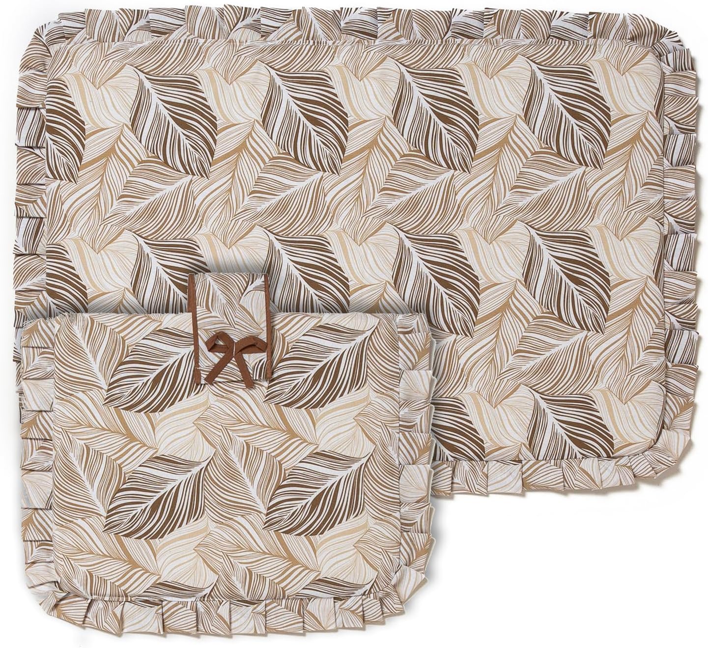 Set Copriforno e Coprifornello Cucina Universale Imbottiti Rettangolari Lavabili set 2 pezzi Foglia