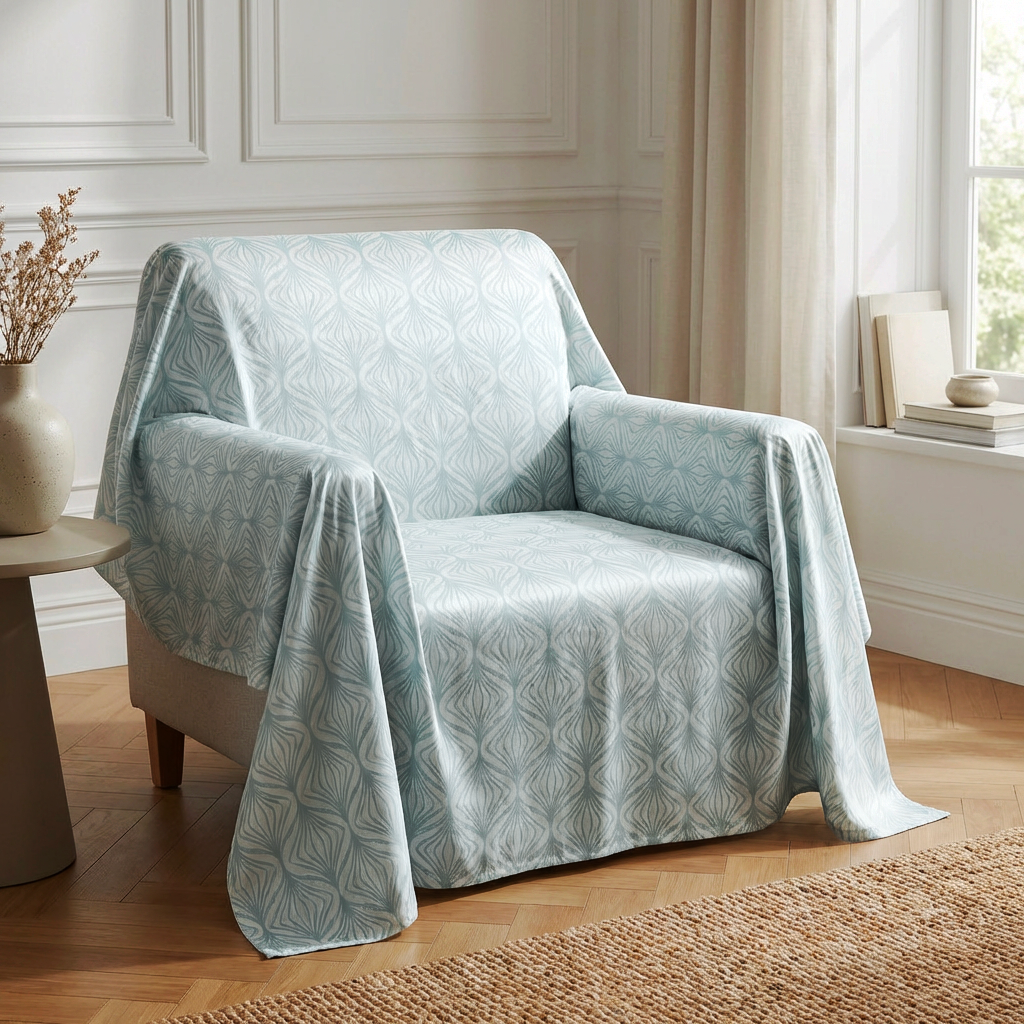 Grandfoulard Copritutto in Cotone Jacquard 270x270 cm – Copridivano Grande Multiuso, Telo Arredo Design Cerchi, Copriletto Matrimoniale Leggero Lavabile (Copia)