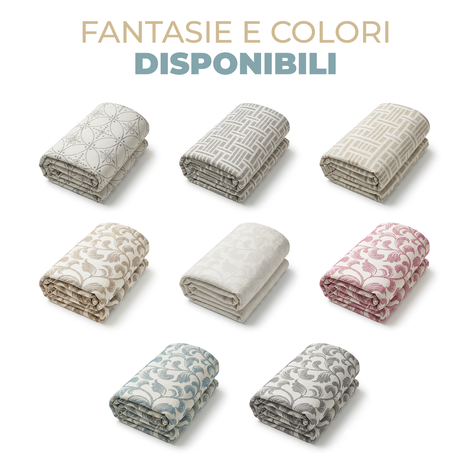 Grandfoulard Copritutto in Cotone Jacquard 270x270 cm – Copridivano Grande Multiuso Telo Arredo Floreale Copriletto Matrimoniale Leggero Lavabile Vari Colori