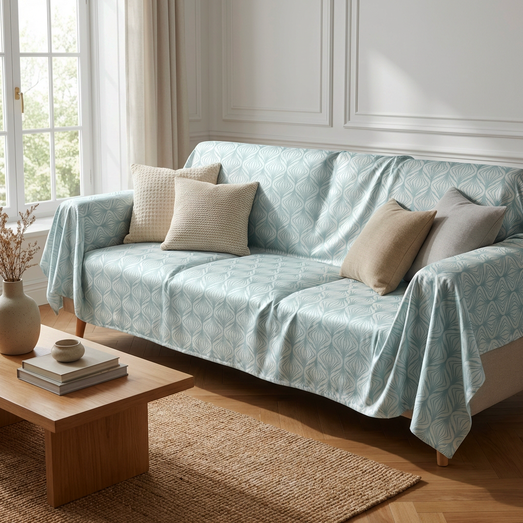 Grandfoulard Copritutto in Cotone Jacquard 270x270 cm – Copridivano Grande Multiuso, Telo Arredo Design Cerchi, Copriletto Matrimoniale Leggero Lavabile (Copia)
