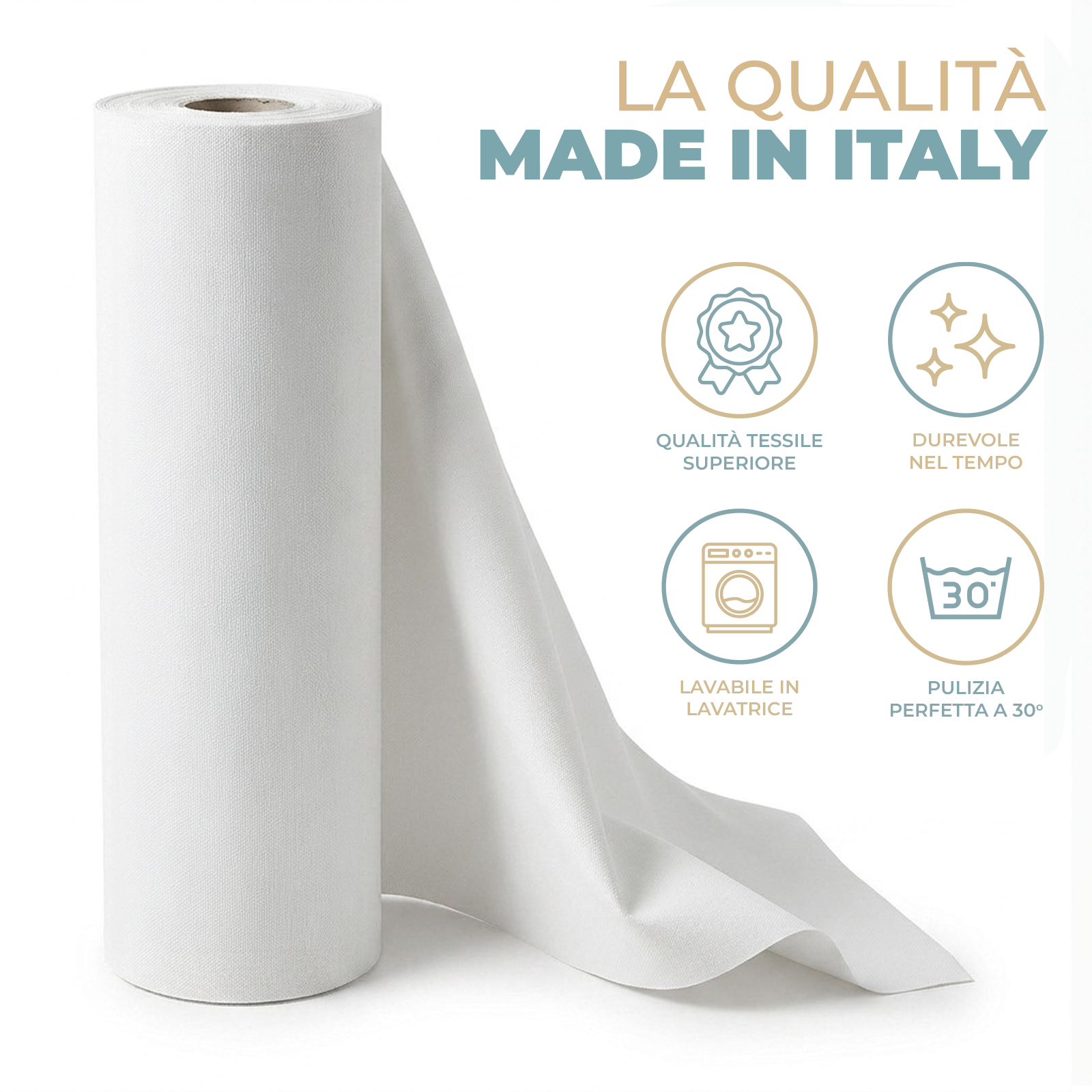 Tessuto Tela Ombreggiante Impermeabile da Esterno a Metraggio per Gazebo, Pergolati e Sdraio Poliestere 285 gr/m² Colore Panna Bianco altezza 35