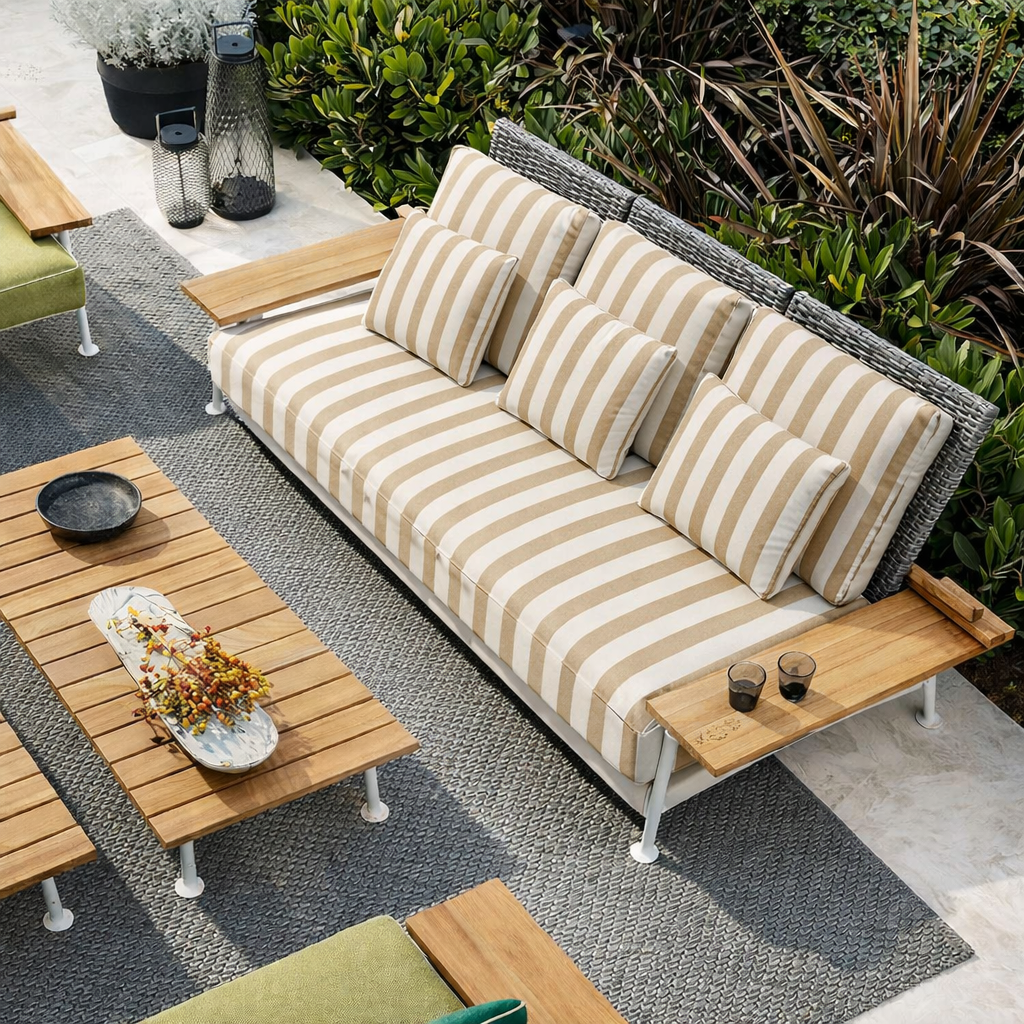 Tessuto Impermeabile da Esterno al Metro “Stirio” – Dralon Acrilico 100% Rigato, Altezza 320 cm, Antimacchia e Resistente UV – Vari Colori (Copia)