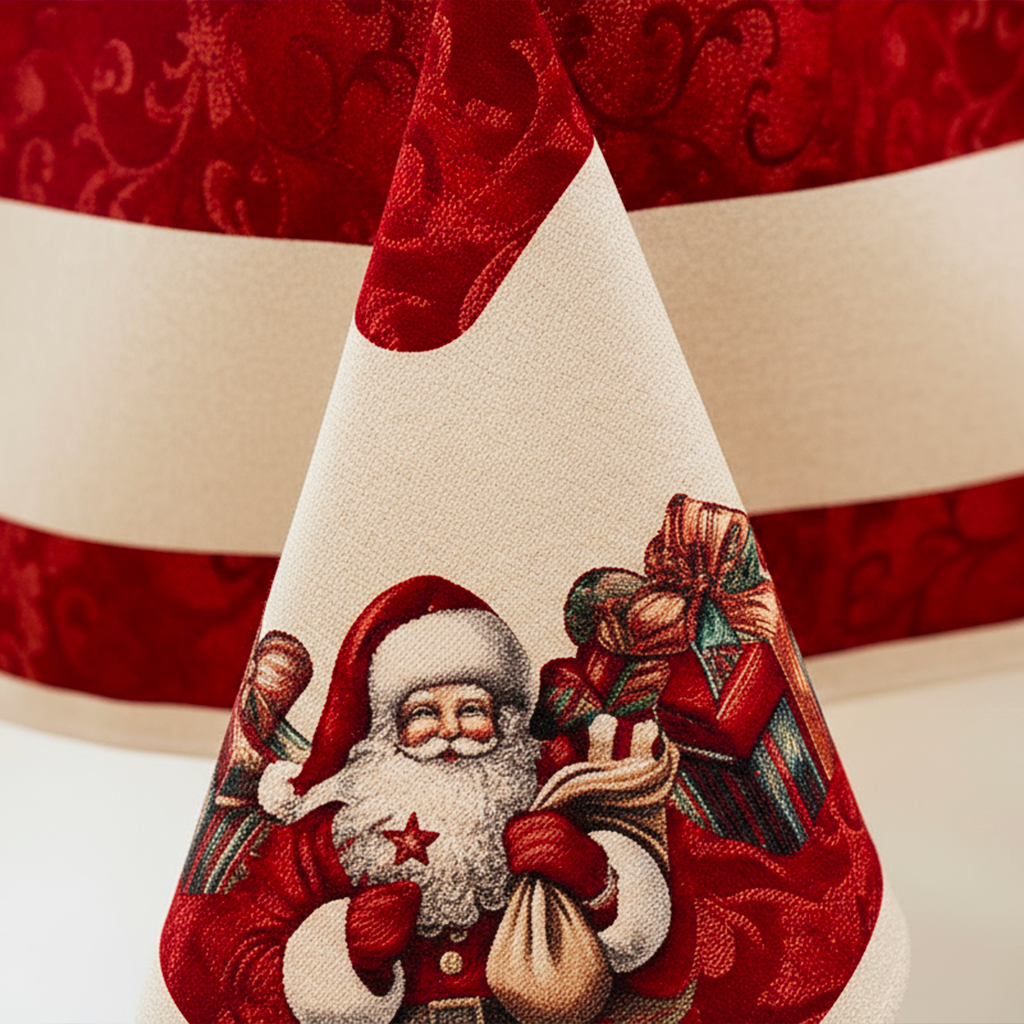 Tovaglia Natalizia Gobelin 12 Posti 140x260 cm Tessuto Jacquard di Alta Qualità Design Rettangolare Elegante Made in Italy Decorazione Tavola Festiva Perfetta per Natale o come Regalo