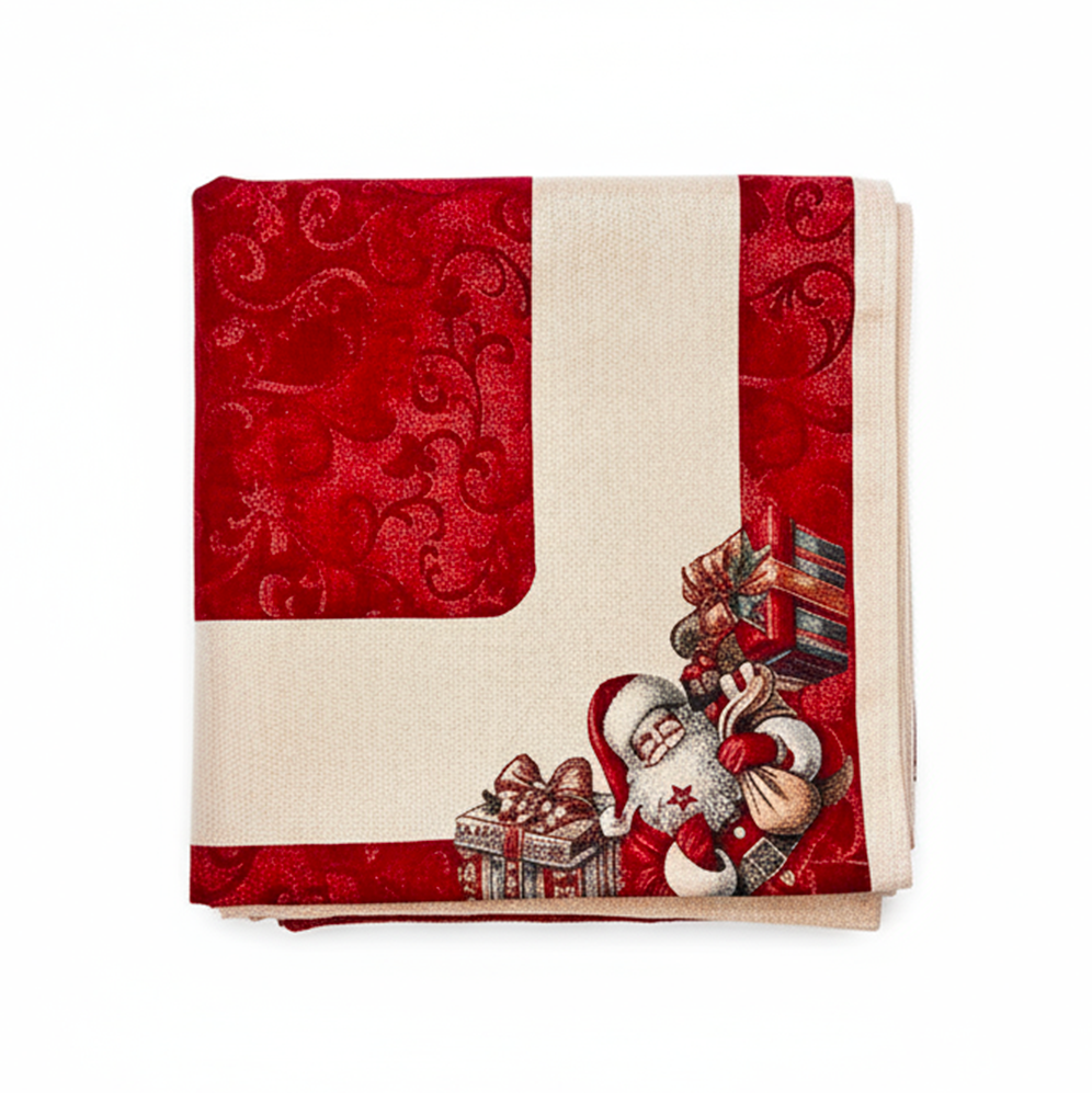 Tovaglia Natalizia Gobelin 12 Posti 140x260 cm Tessuto Jacquard di Alta Qualità Design Rettangolare Elegante Made in Italy Decorazione Tavola Festiva Perfetta per Natale o come Regalo