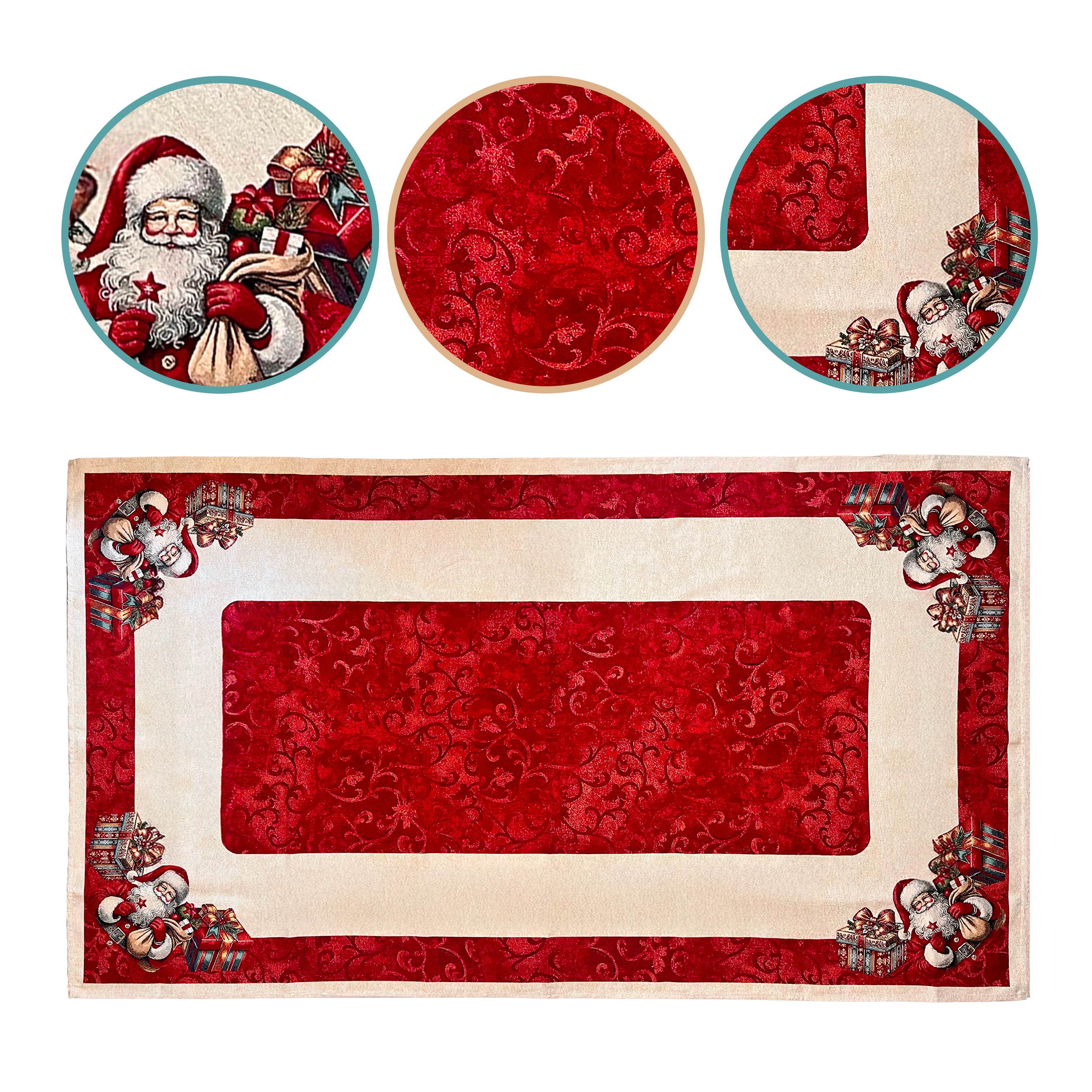 Tovaglia Natalizia Gobelin 12 Posti 140x260 cm Tessuto Jacquard di Alta Qualità Design Rettangolare Elegante Made in Italy Decorazione Tavola Festiva Perfetta per Natale o come Regalo