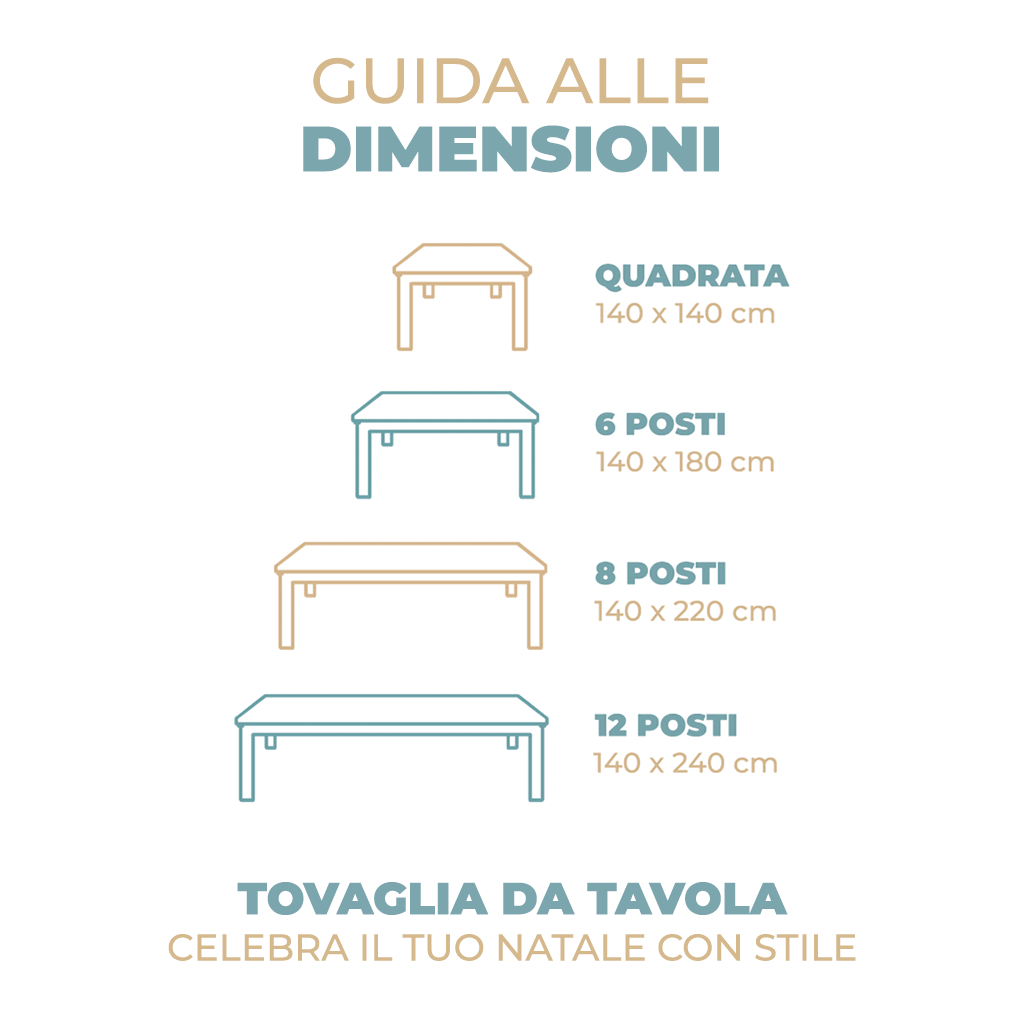 Tovaglia da tavola Natalizia elegante Gold con Ricamo Lurex Oro o Argento – Vari Colori e Misure