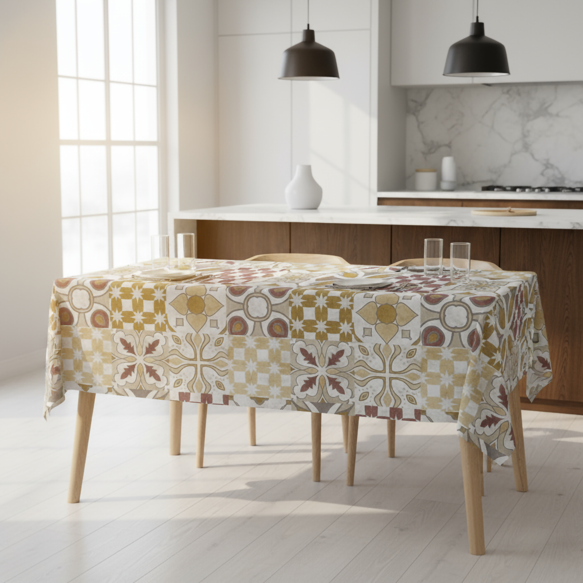 Tovaglia Rettangolare in Tela Cerata PVC con Disegno Maiolica – Impermeabile, Antimacchia e Facile da Pulire – Ideale per Interno ed Esterno – Disponibile in Varie Misure