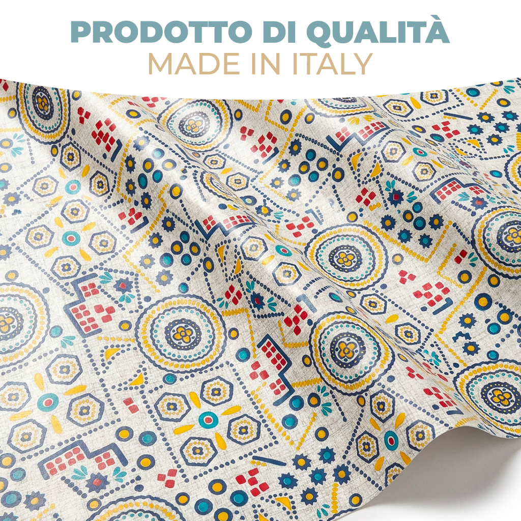 Tovaglia Proteggi Tavolo Gommata Antiscivolo a Fantasia Mollettone Paracolpi, Idrorepellente e Antimacchia