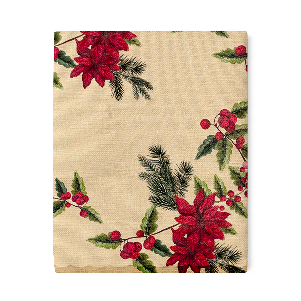 Tovaglia Cerata Natalizia in PVC 140x140 cm Copritavola Quadrato Idrorepellente Antimacchia e Antiscivolo Decorazione Tavola Natalizia Resistente ed Elegante Agrifoglio