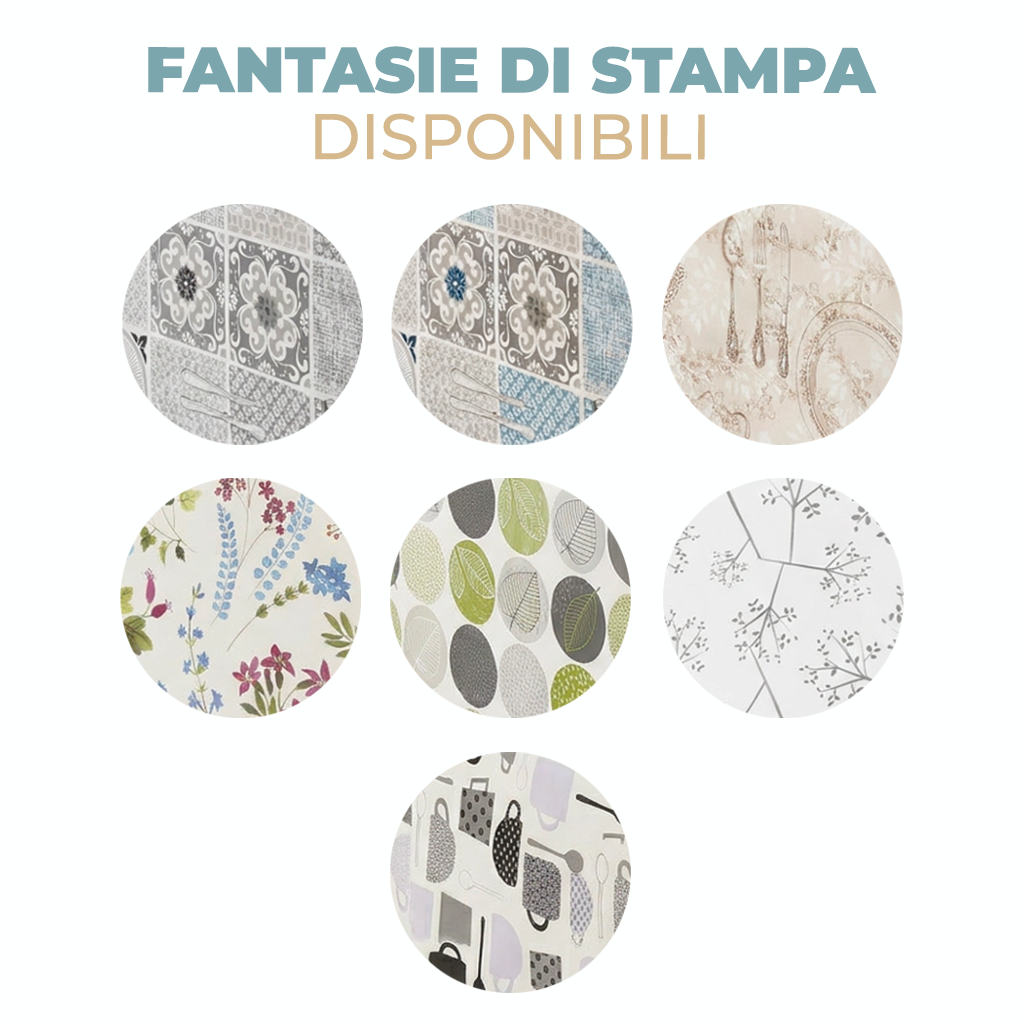 Tovaglia Plastificata PVC e TNT Impermeabile e Resistente – Facile da Pulire, Effetto Goffrato, Diverse Misure e Fantasie